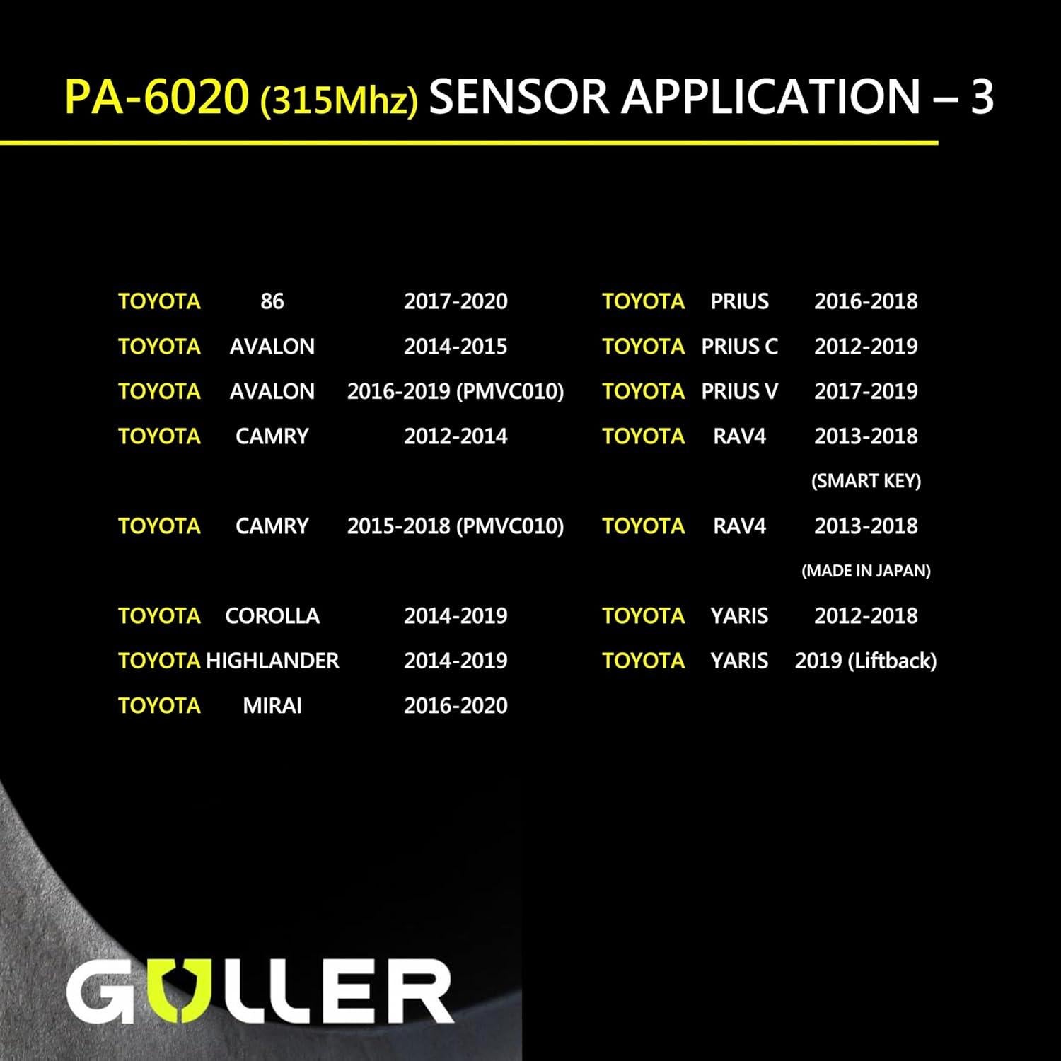 Sensor de Presión Neumáticos TPMS GULLER PA-6020-4 4-Pack