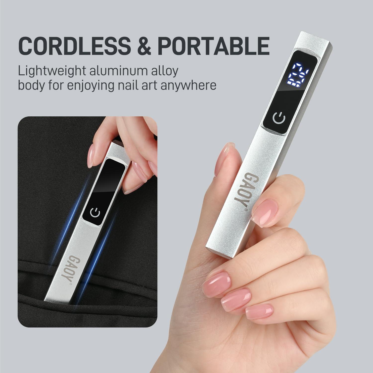 Lámpara UV Inalámbrica GAOY L201 para Uñas de Gel Plata Mate