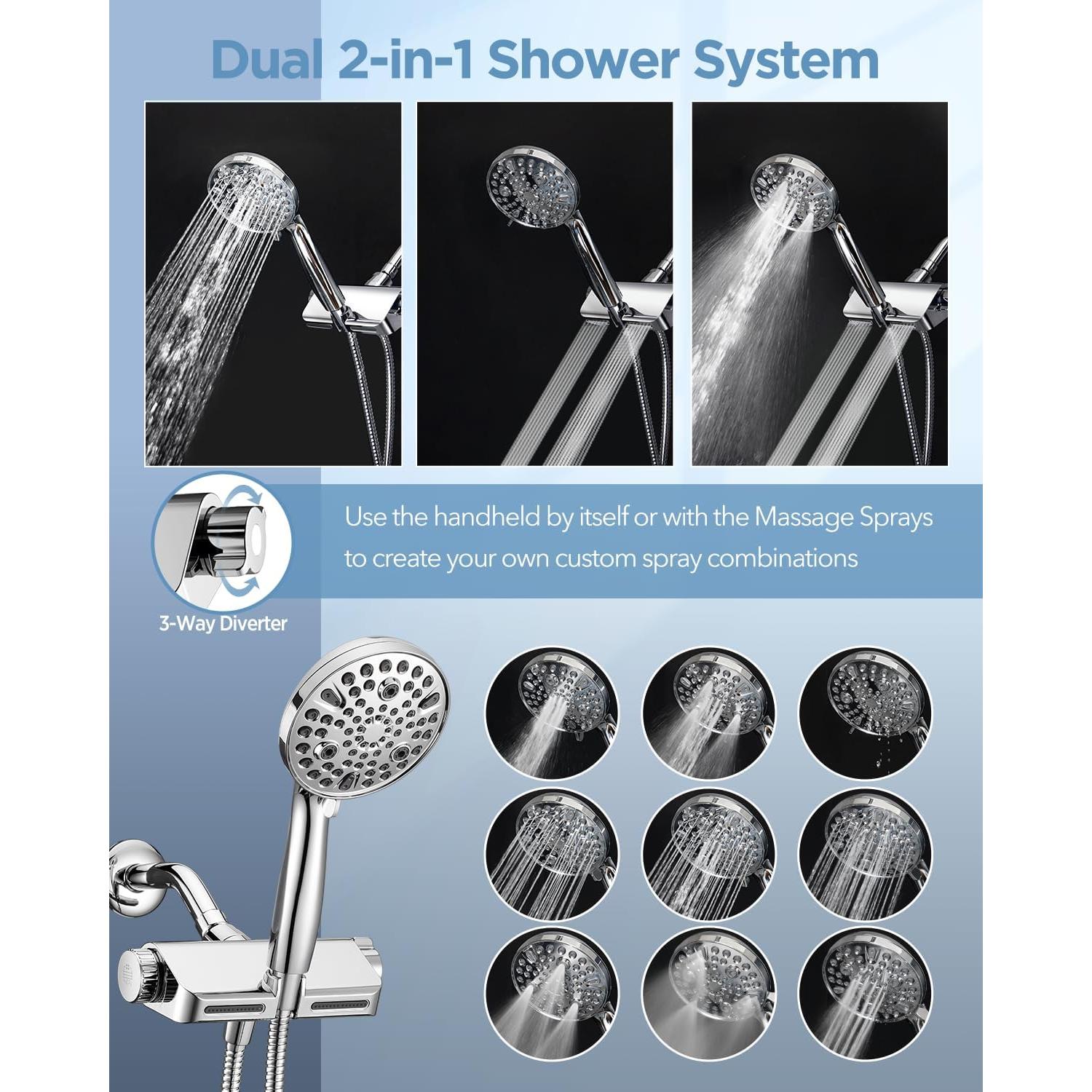 Cabezal de Ducha Filtrado MakeFit 2-en-1 Cromo 10 Modos