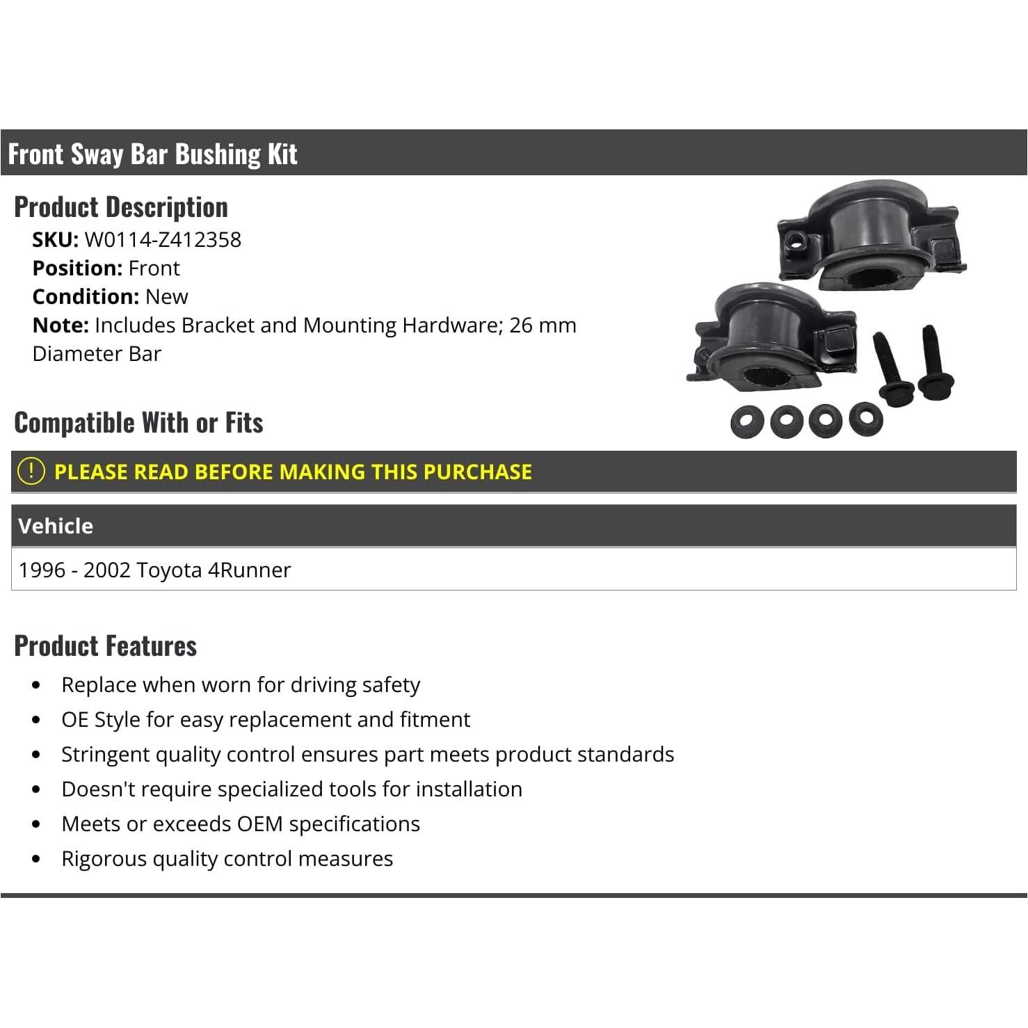 Kit de bujes de barra estabilizadora delantera Toyota 4Runner