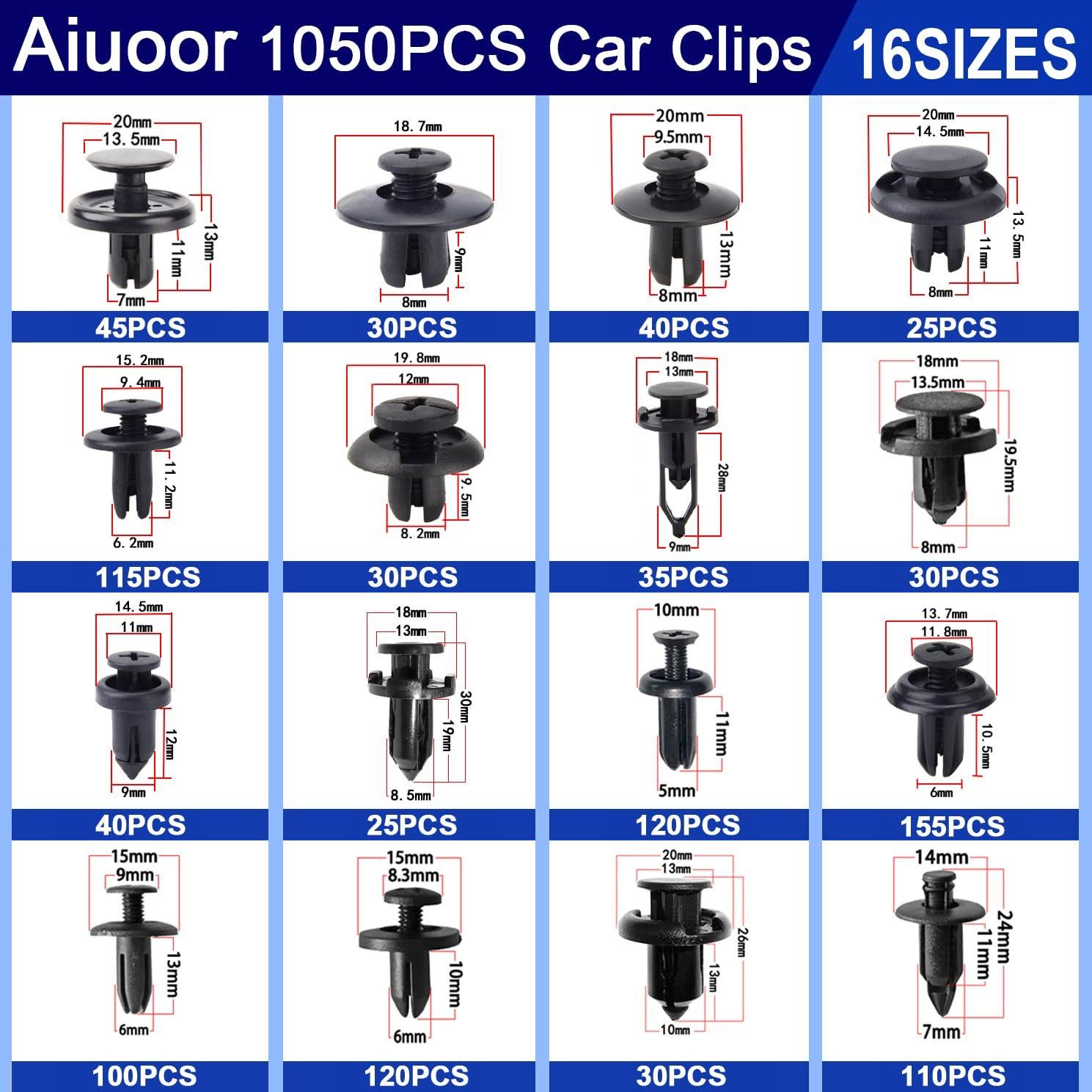 Kit de Clips de Retención 1050PCS Aiuoor para Automóvil