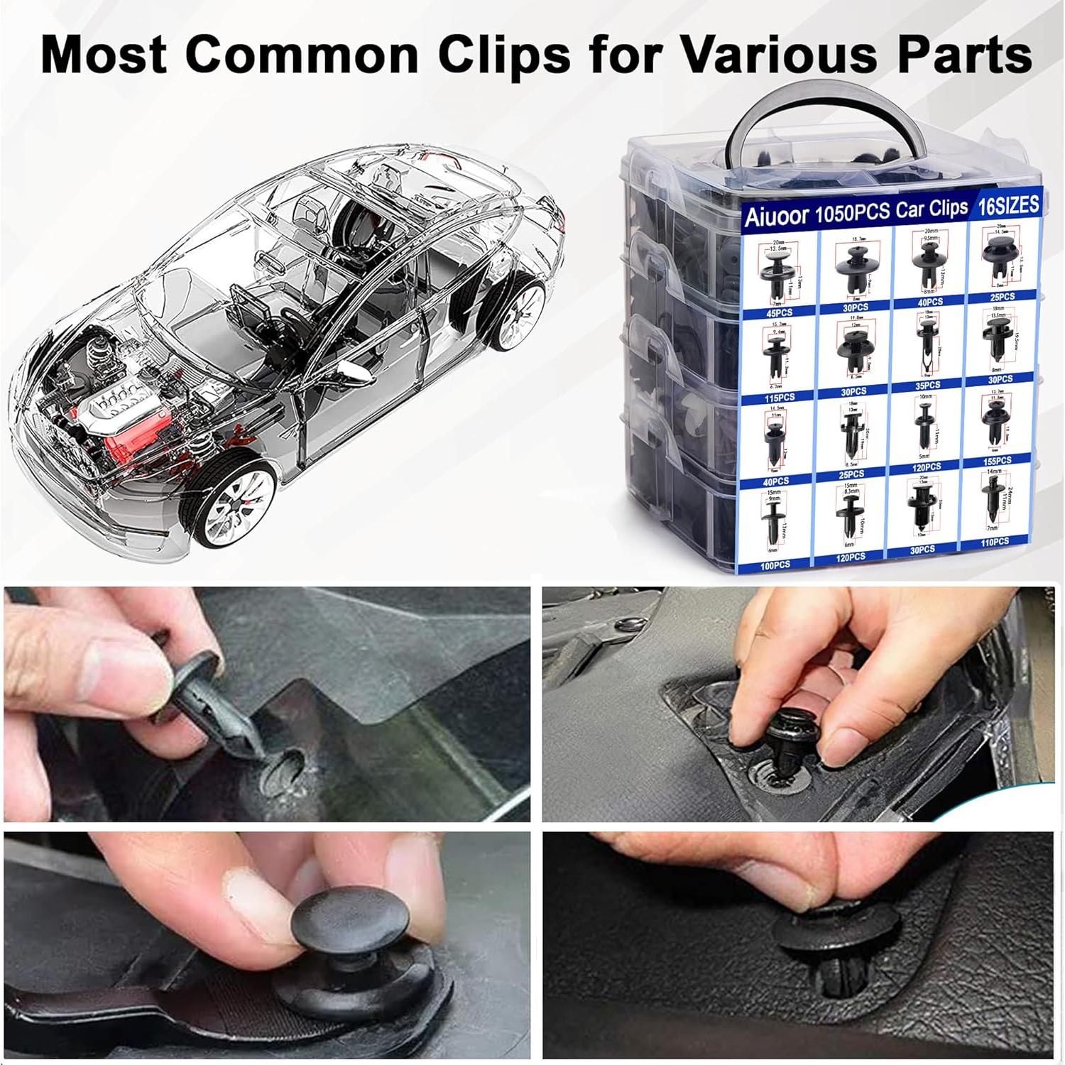 Kit de Clips de Retención 1050PCS Aiuoor para Automóvil