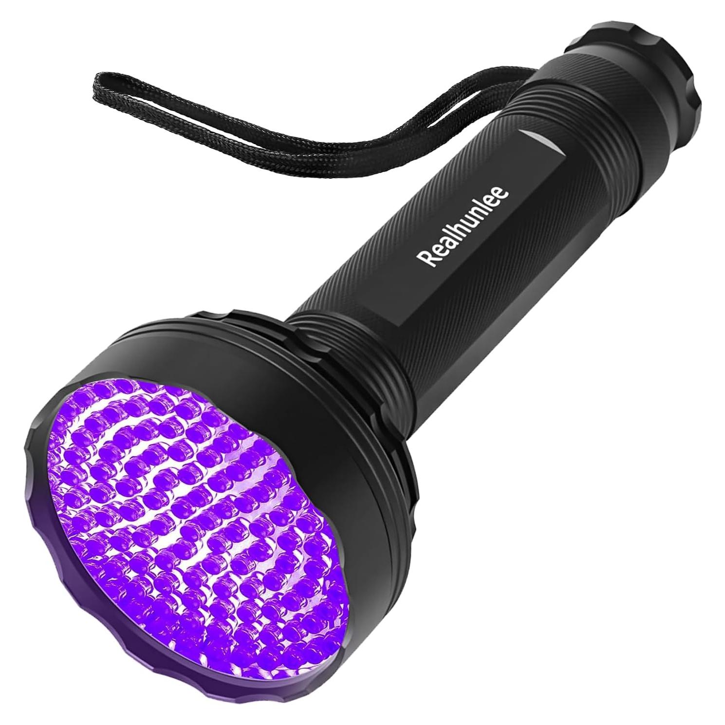 Linterna UV Luz Negra Realhunlee 100 LED 20h 200 Lúmenes