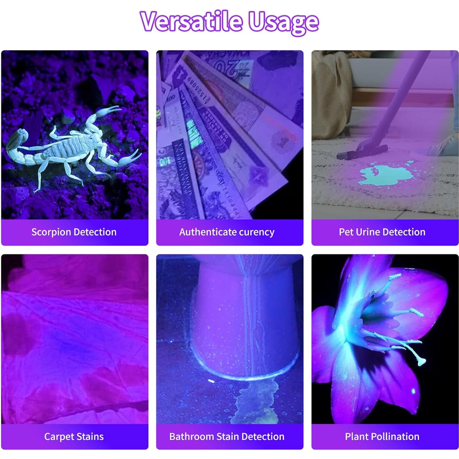 Linterna UV Luz Negra Realhunlee 100 LED 20h 200 Lúmenes