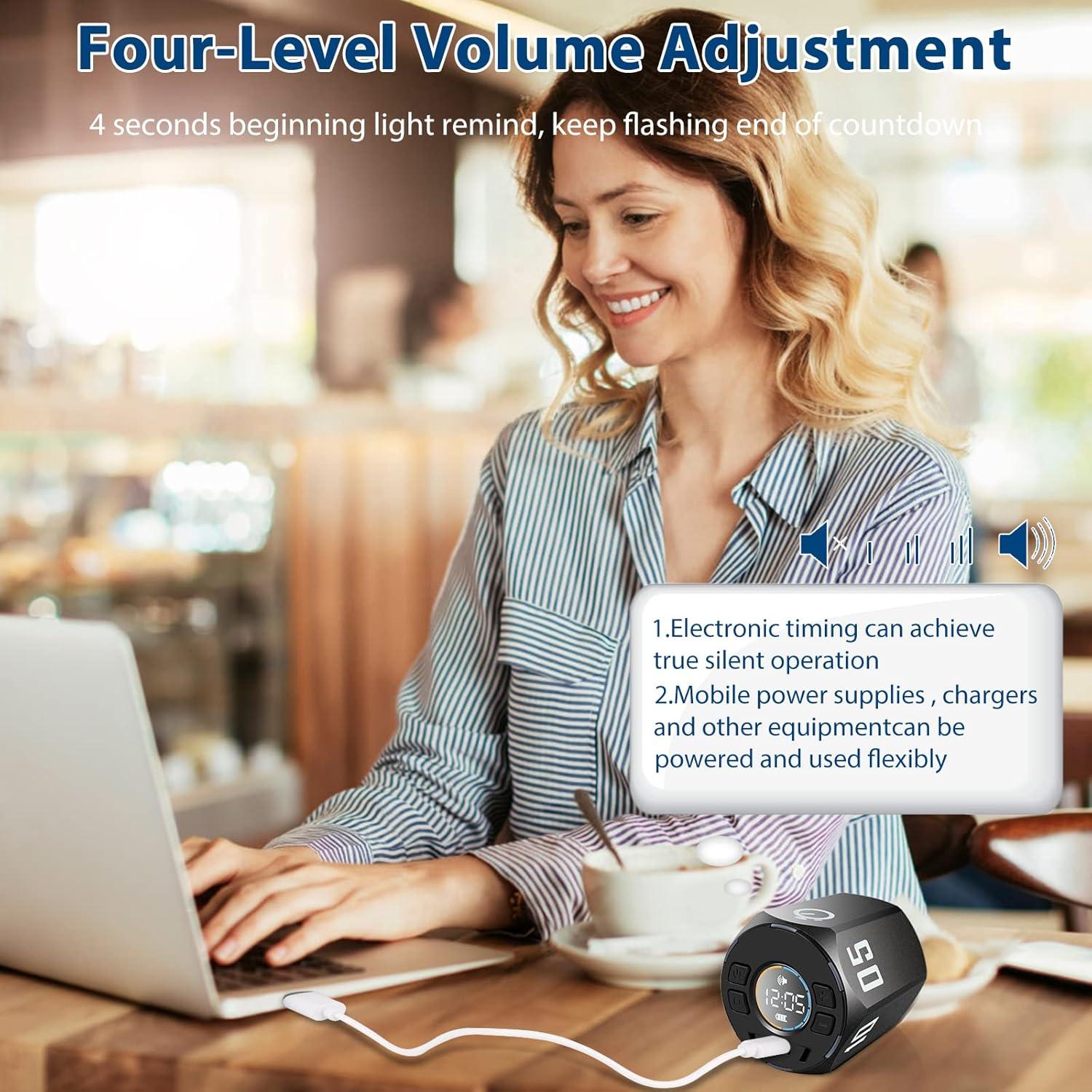 Temporizador Pomodoro Digital TAOPE Negro, 5 Modos, Silencioso