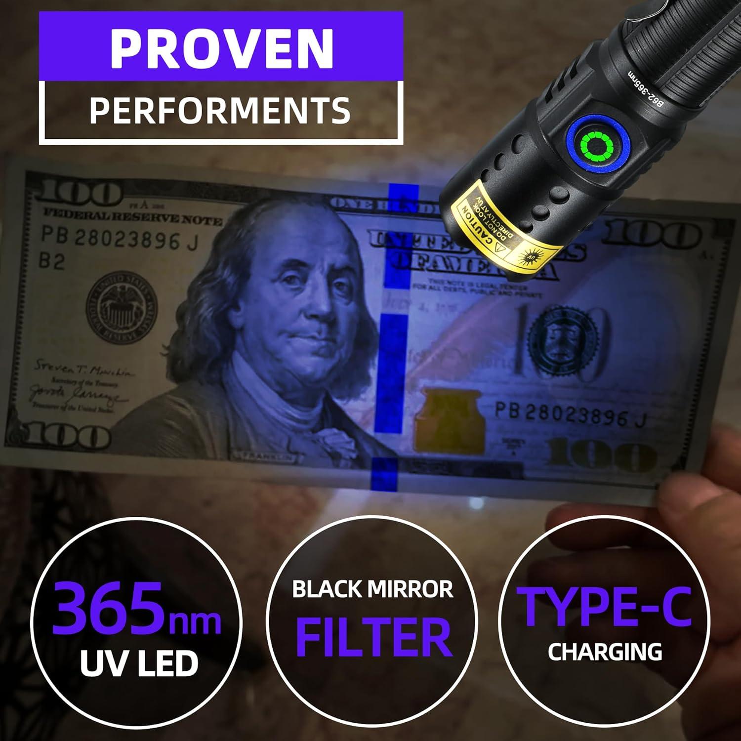 Linterna UV DARKBEAM 365nm Recargable Compacta 10W