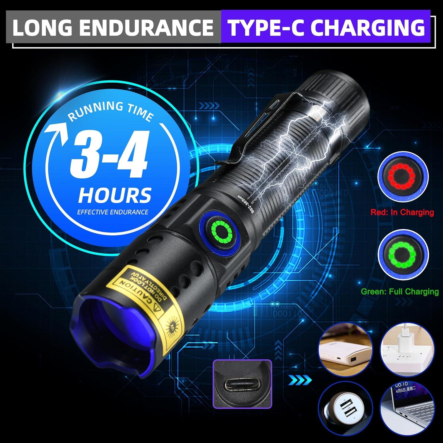 Linterna UV DARKBEAM 365nm Recargable Compacta 10W