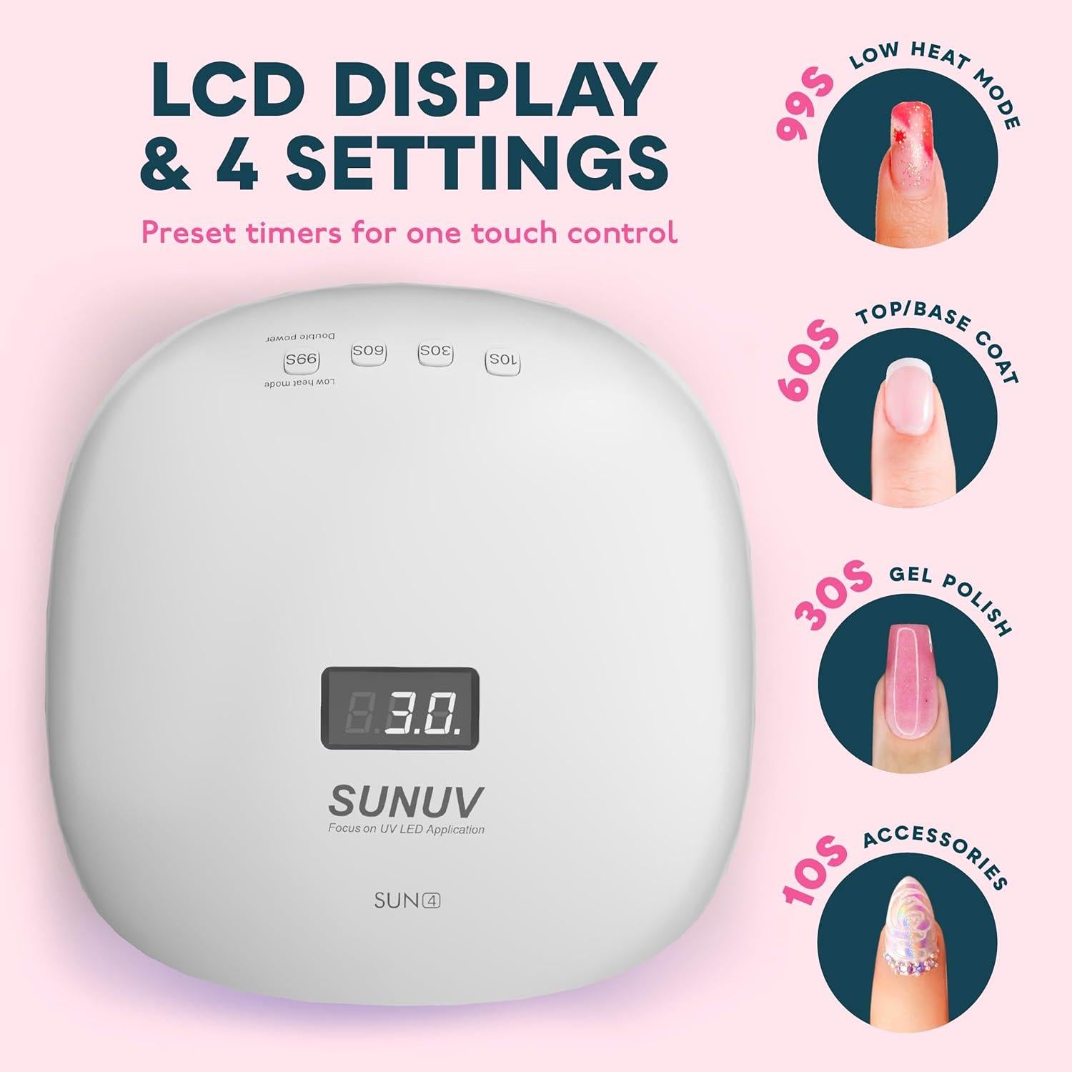 Lámpara UV LED SUNUV 48W para Uñas Gel 36 LEDs Negro