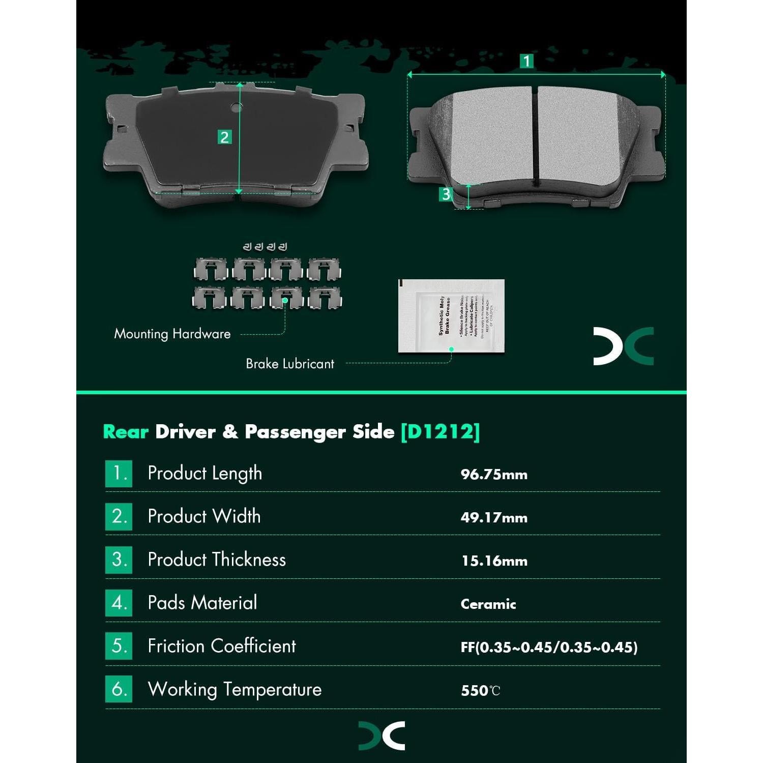 Pastillas de Freno Cerámicas SCITOO D1210 D1212 para Toyota RAV4 2011-2015