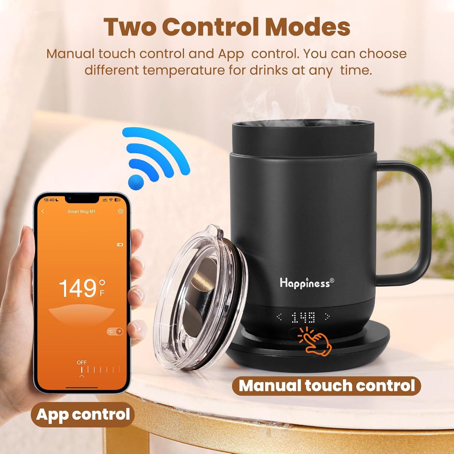 Taza de Café Eléctrica Inteligente Happiness 396ml Control Temperatura
