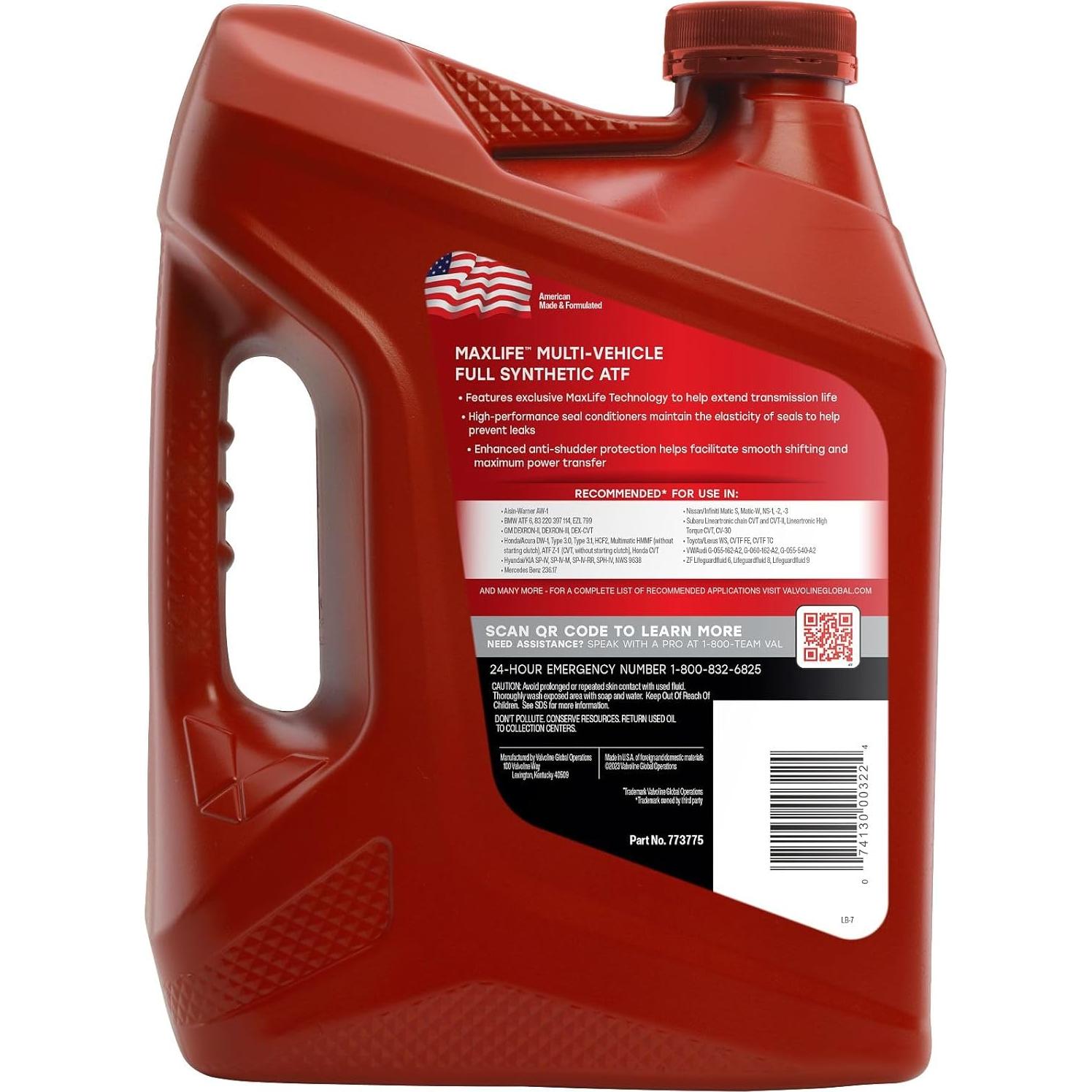 Valvoline Fluido Sintético ATF MaxLife 3,79L para Vehículos