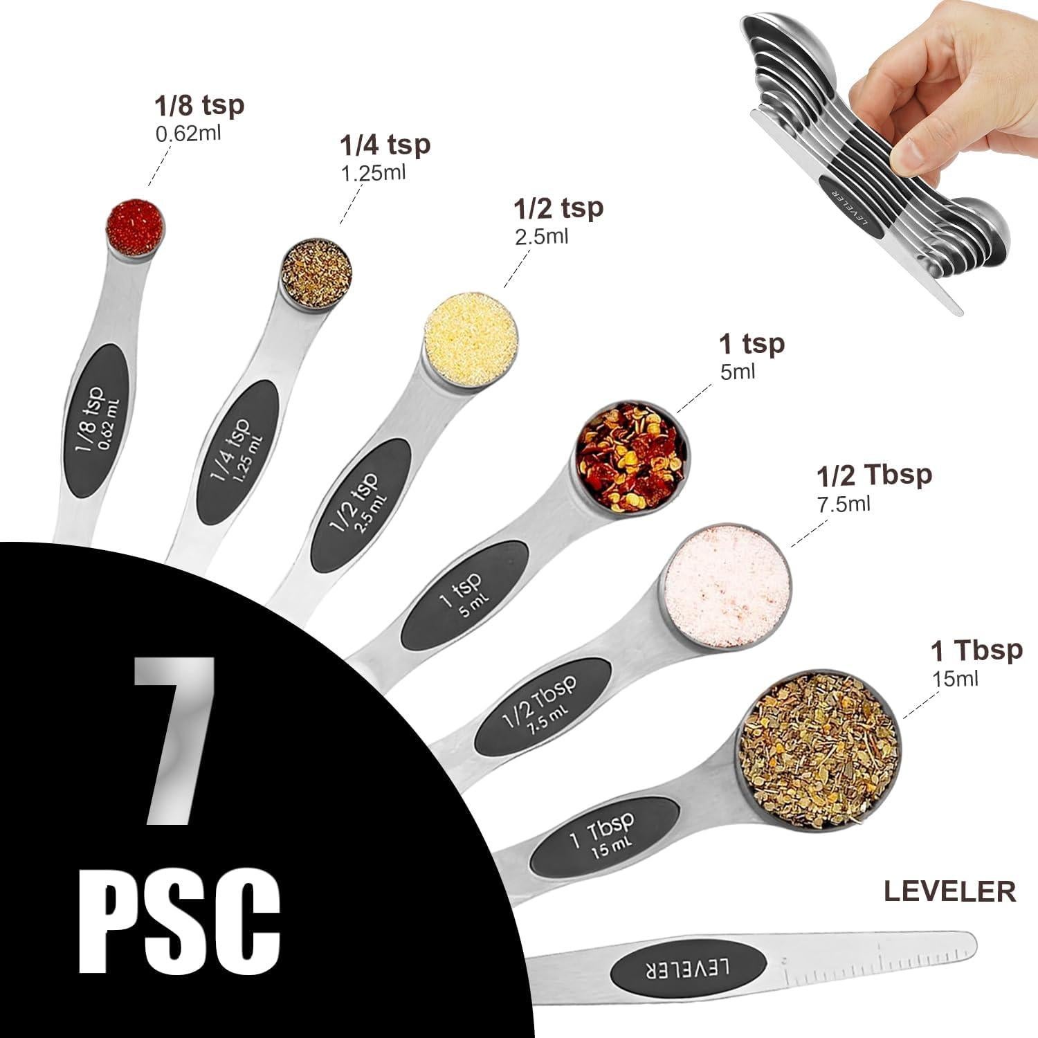 Juego de Cucharas Medidoras Magnéticas SHIKORI Acero Inoxidable