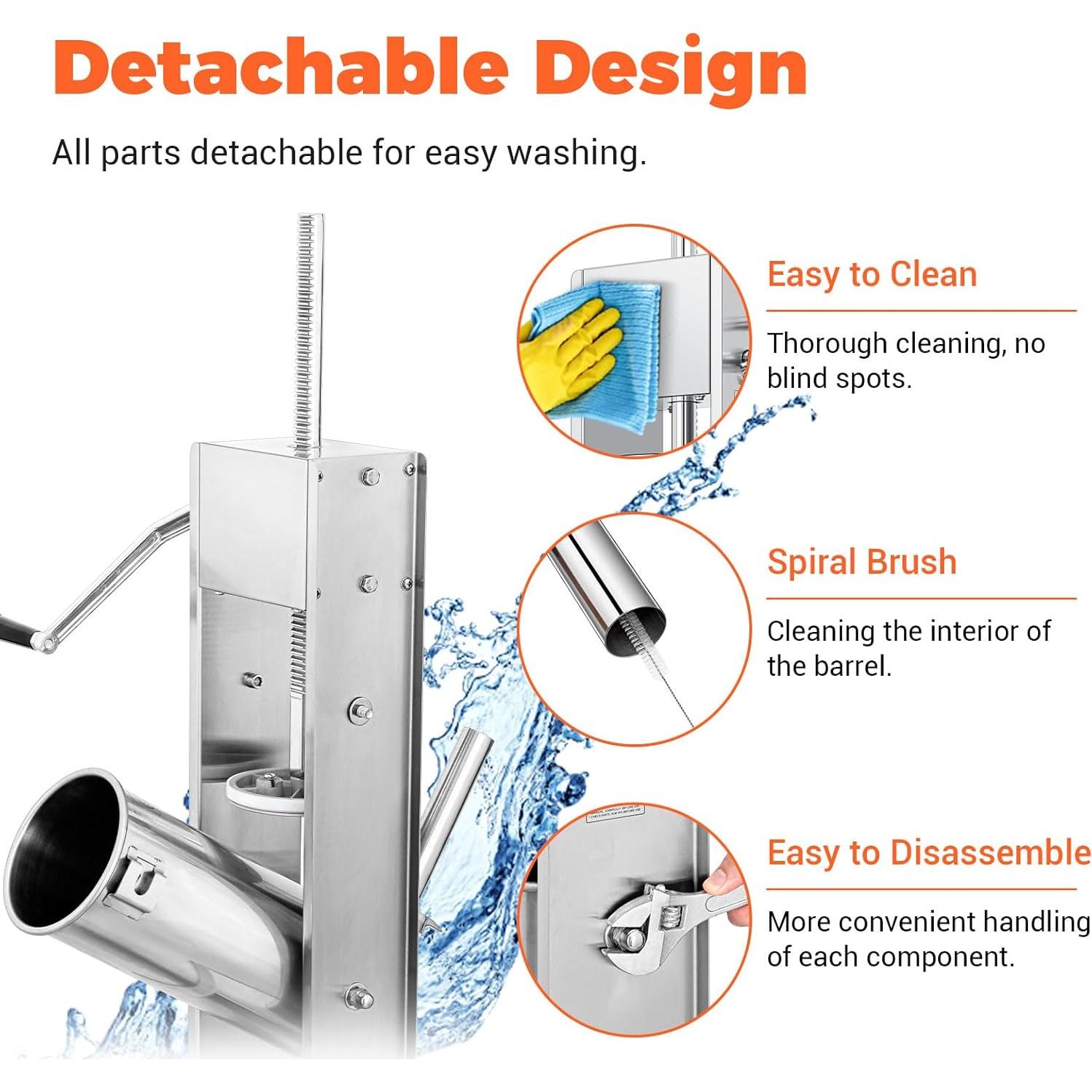 Rellenador de Salchichas LEEVOT 3L Acero Inoxidable 2 Velocidades