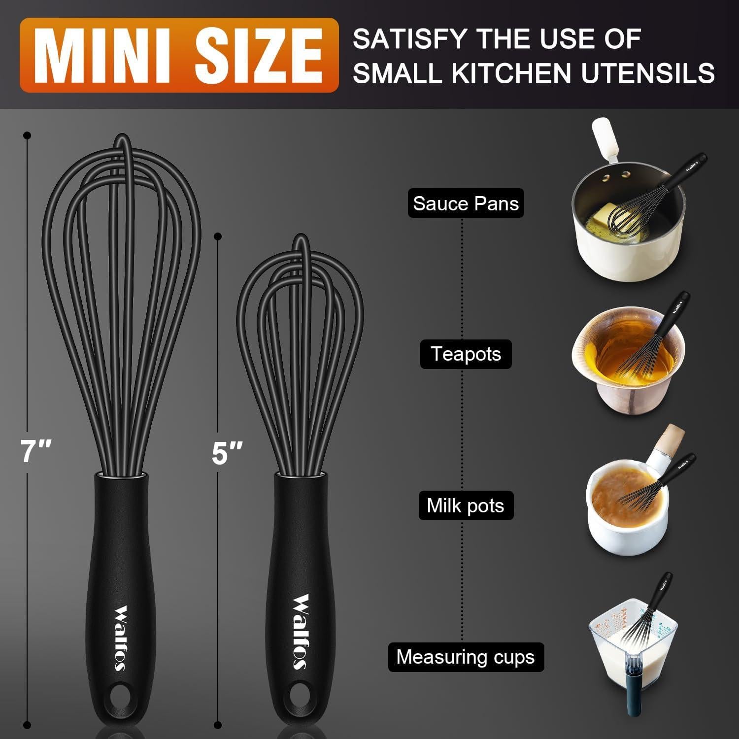 Batidor Mini Walfos 5 y 7 pulgadas Silicona Antirayaduras