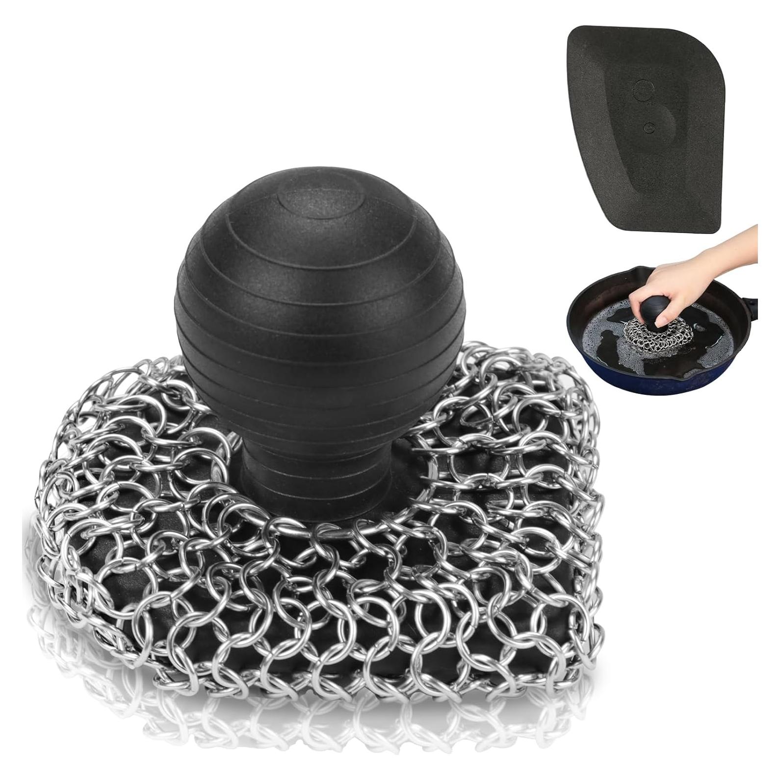 Estropajo de Hierro Fundido VinYankee con Raspador - Negro