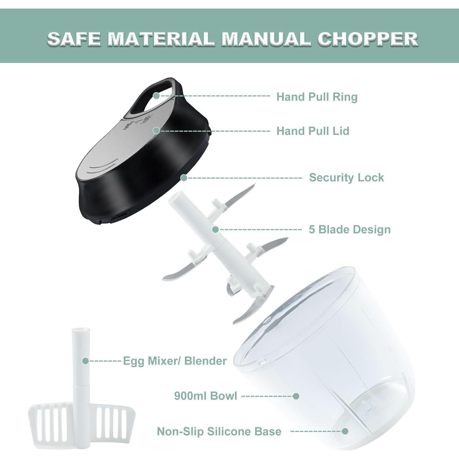 Picador de Verduras Manual 900ml Zhang Xiaoquan - Acero Inoxidable