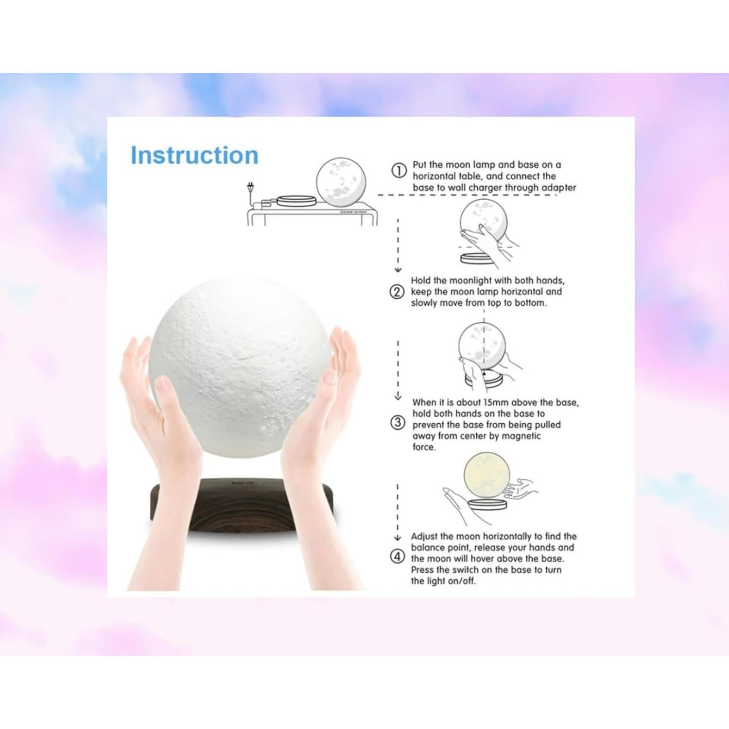 Lámpara de Luna Levitante PeacePlanet 14cm 3 Colores Táctil