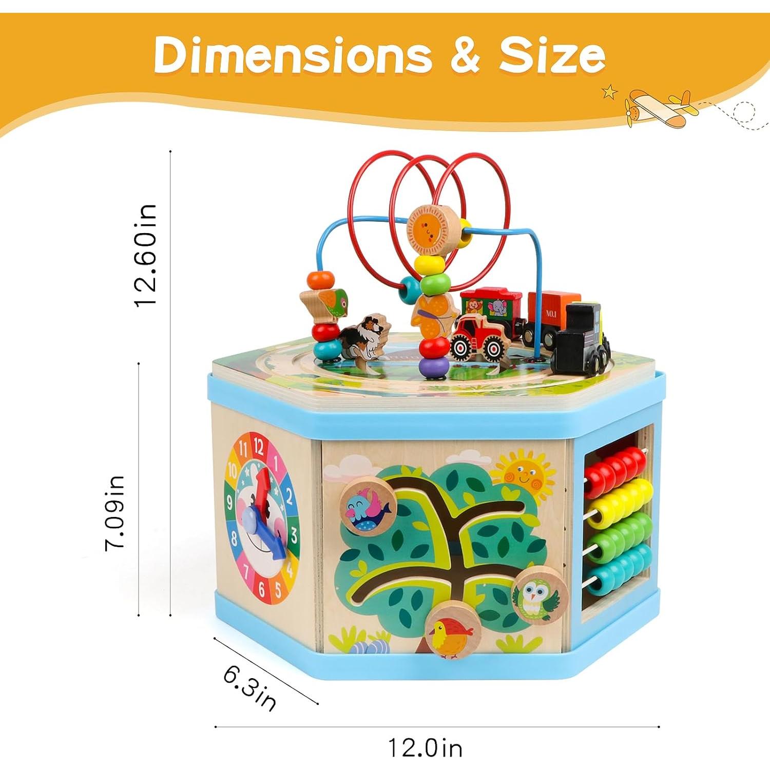 Cubo de Actividad de Madera FOPNETS 9-en-1 Juguete Educativo