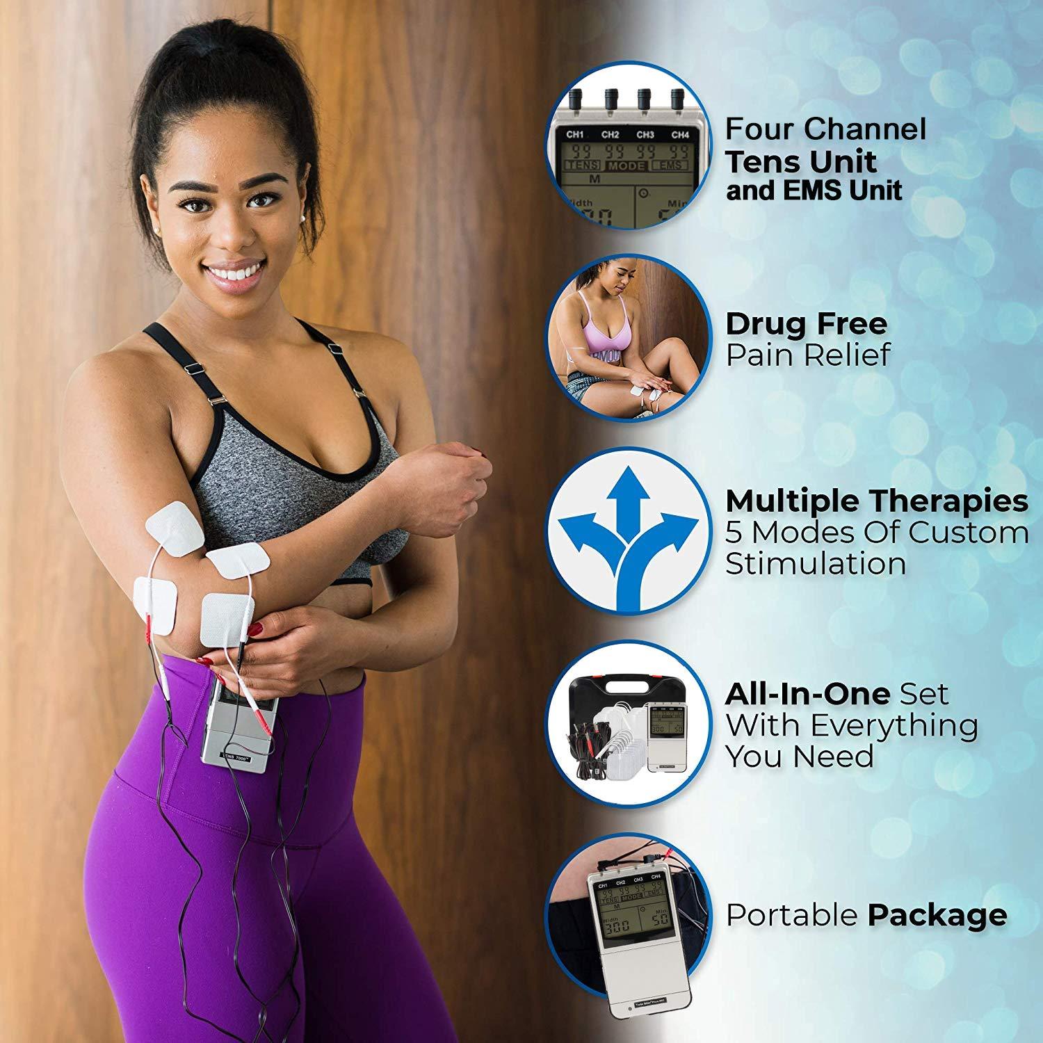 Unidad TENS y EMS Roscoe Medical 4 Canales Alivio Dolor