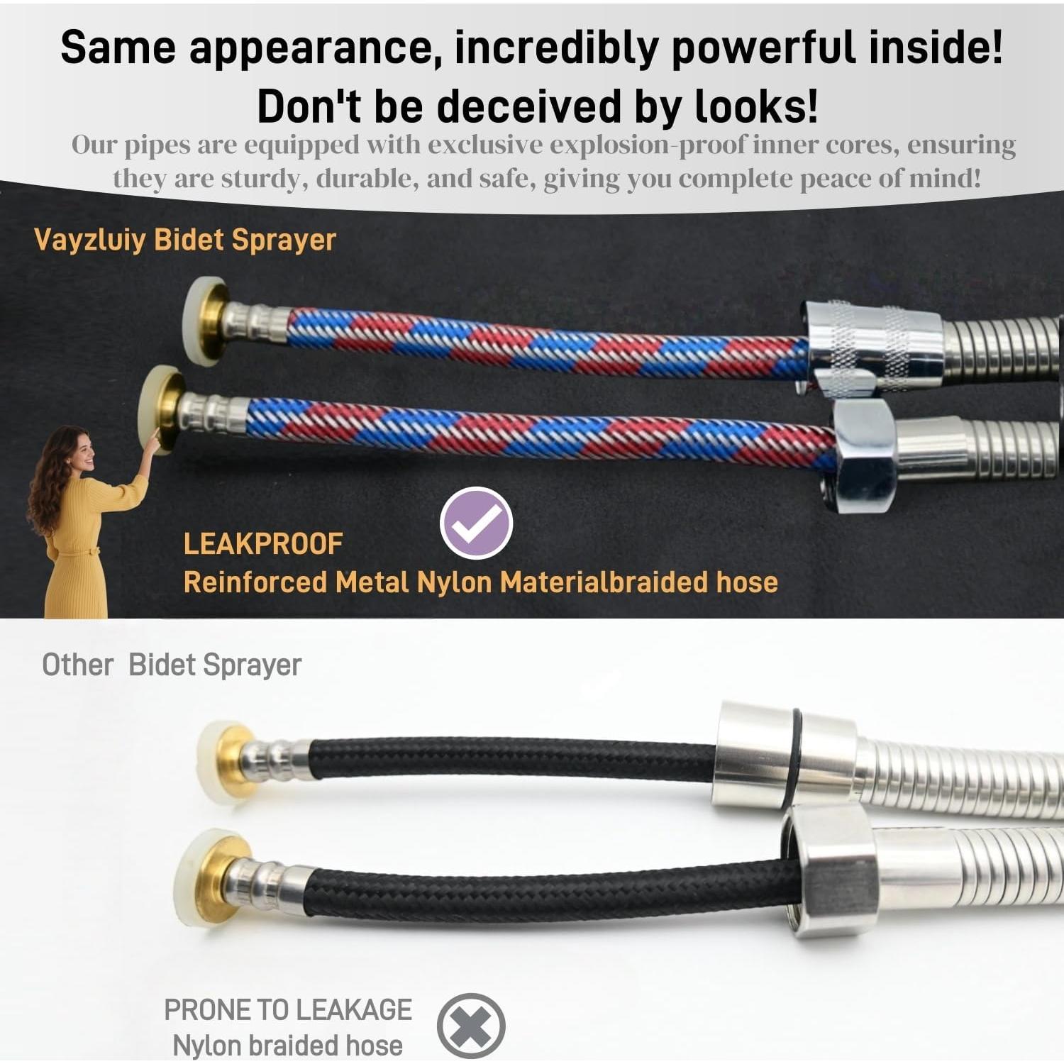 Rociador de Bidet de Mano Vayzluiy Acero Inoxidable 139.7 cm