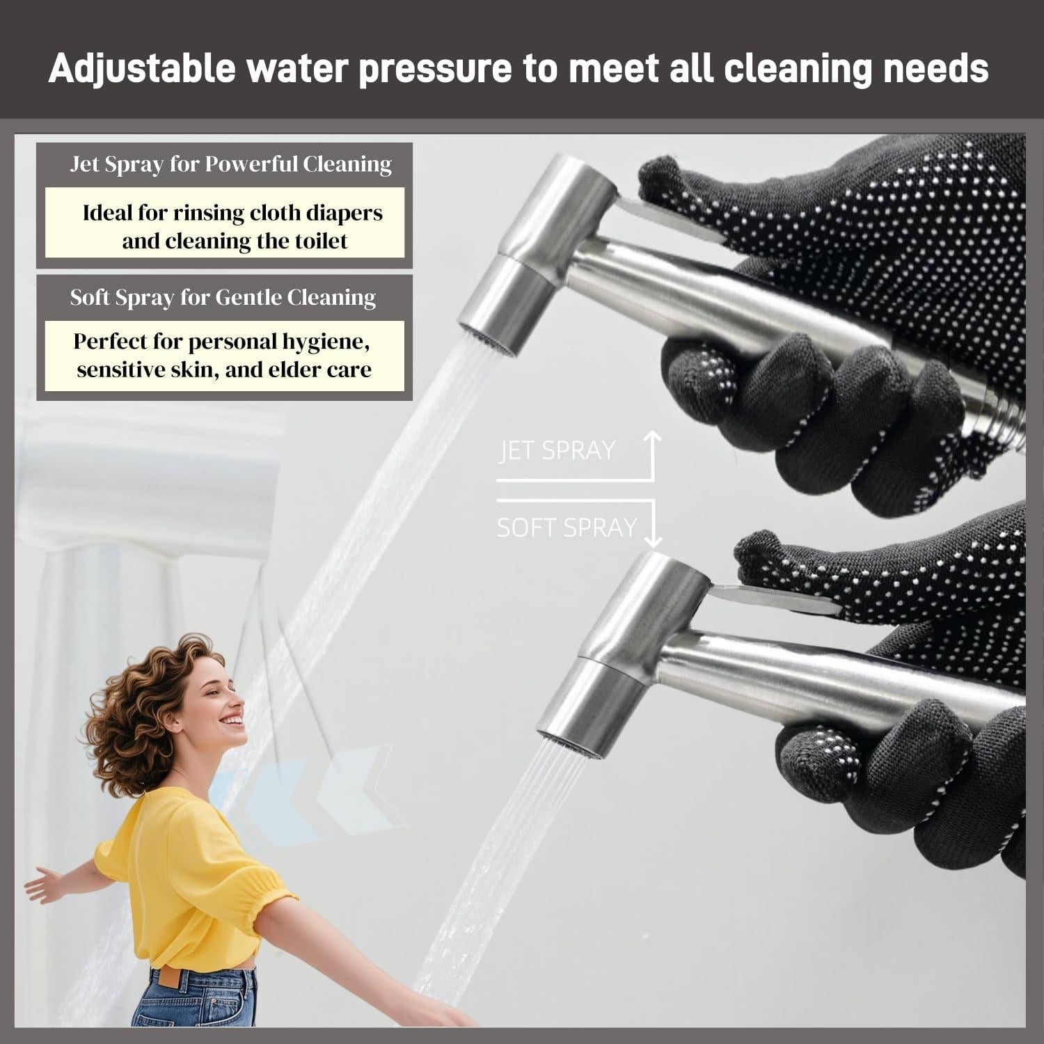 Rociador de Bidet de Mano Vayzluiy Acero Inoxidable 139.7 cm