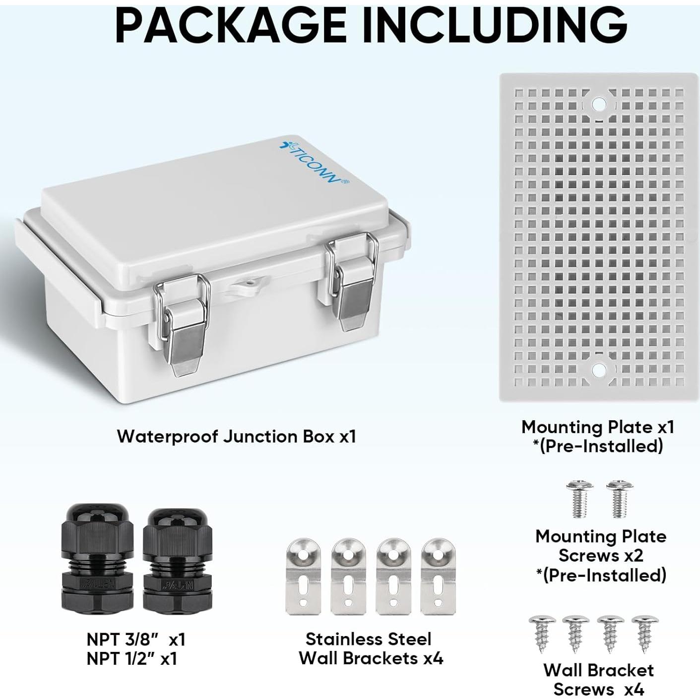 Caja de Conexiones Eléctricas TICONN IP67 15x10x7 cm Blanca