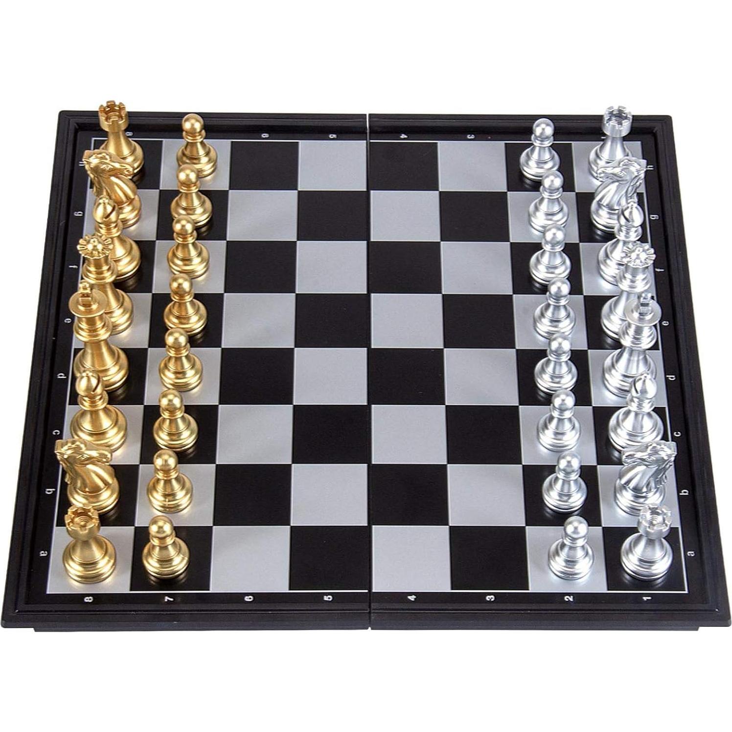 Juego de Ajedrez Magnético AMEROUS 24.89 cm Plegable con 2 Reinas