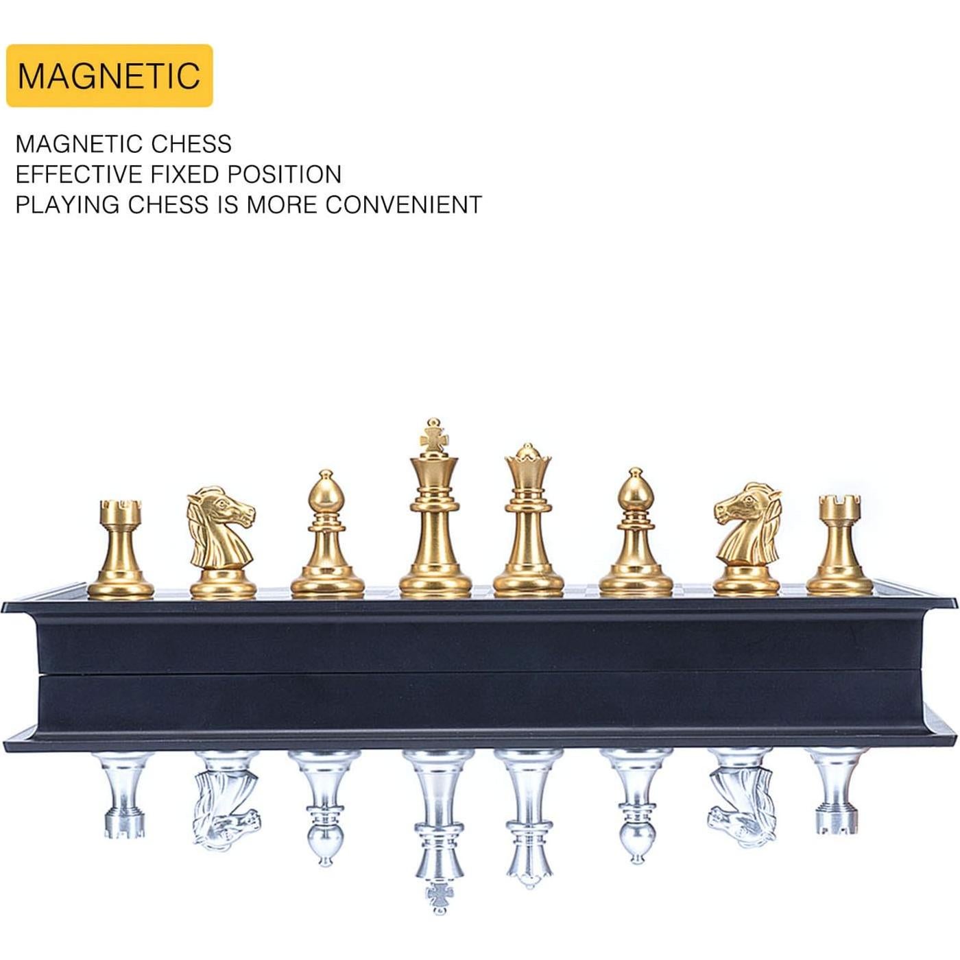 Juego de Ajedrez Magnético AMEROUS 24.89 cm Plegable con 2 Reinas