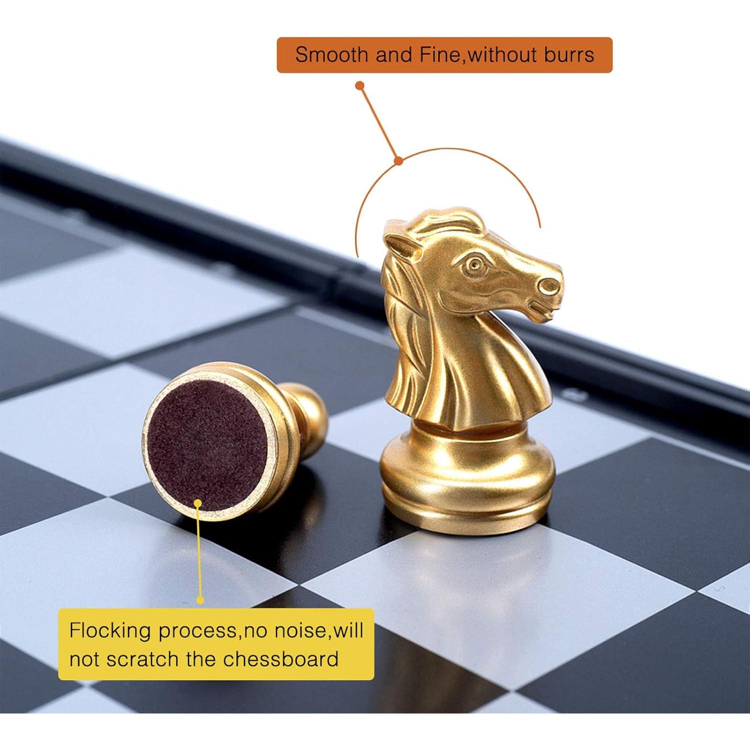 Juego de Ajedrez Magnético AMEROUS 24.89 cm Plegable con 2 Reinas