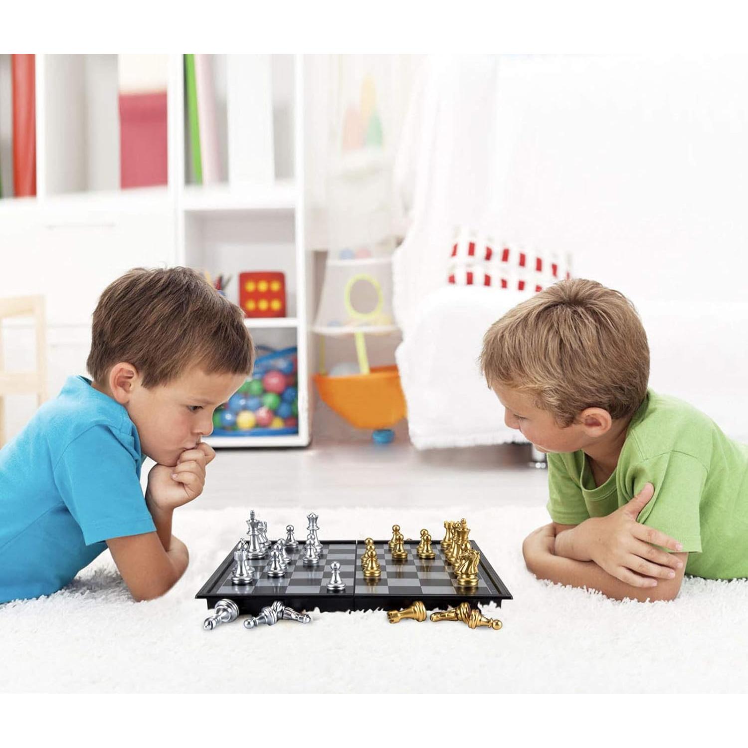 Juego de Ajedrez Magnético AMEROUS 24.89 cm Plegable con 2 Reinas