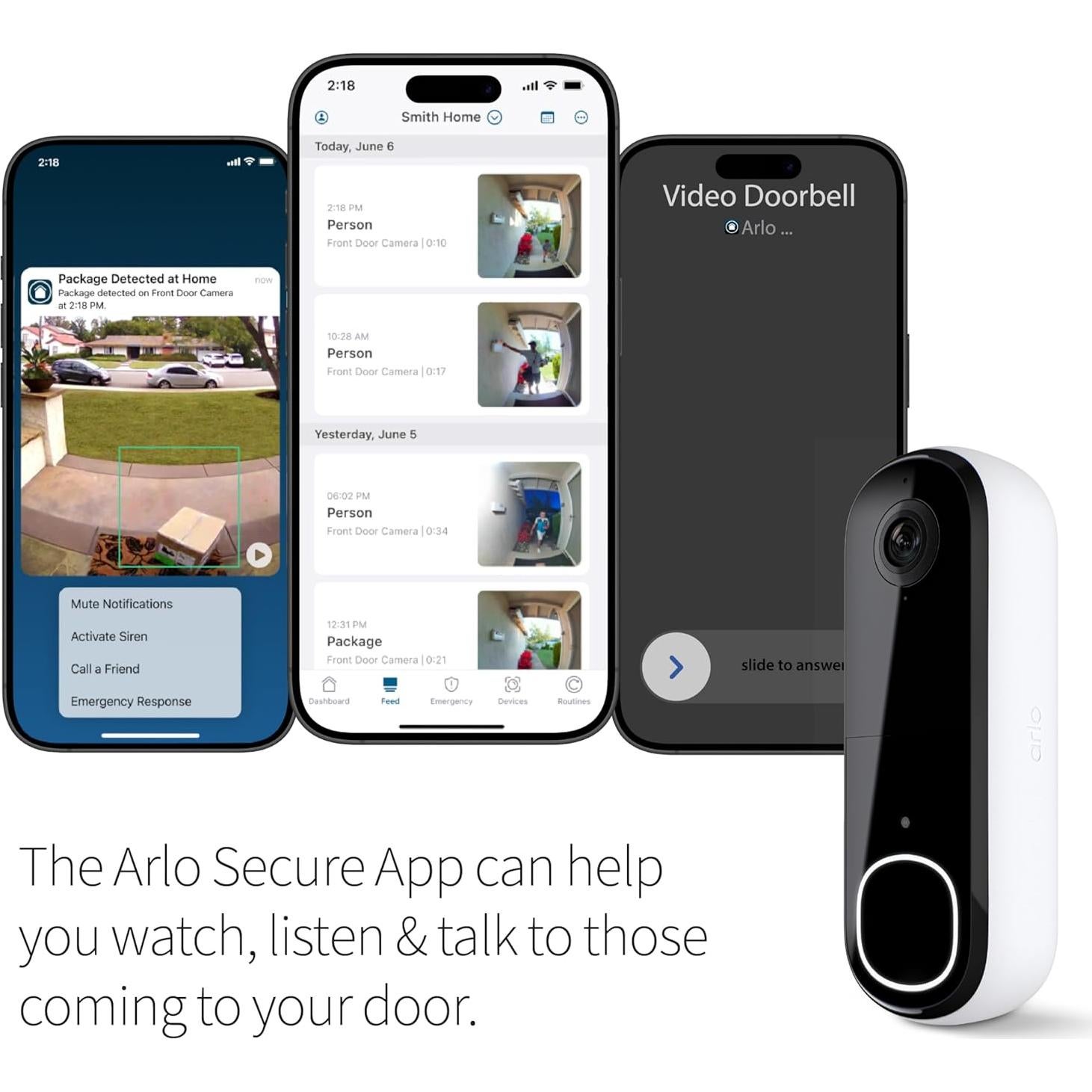 Timbre de Video Arlo 2K Inalámbrico con Audio Bidireccional