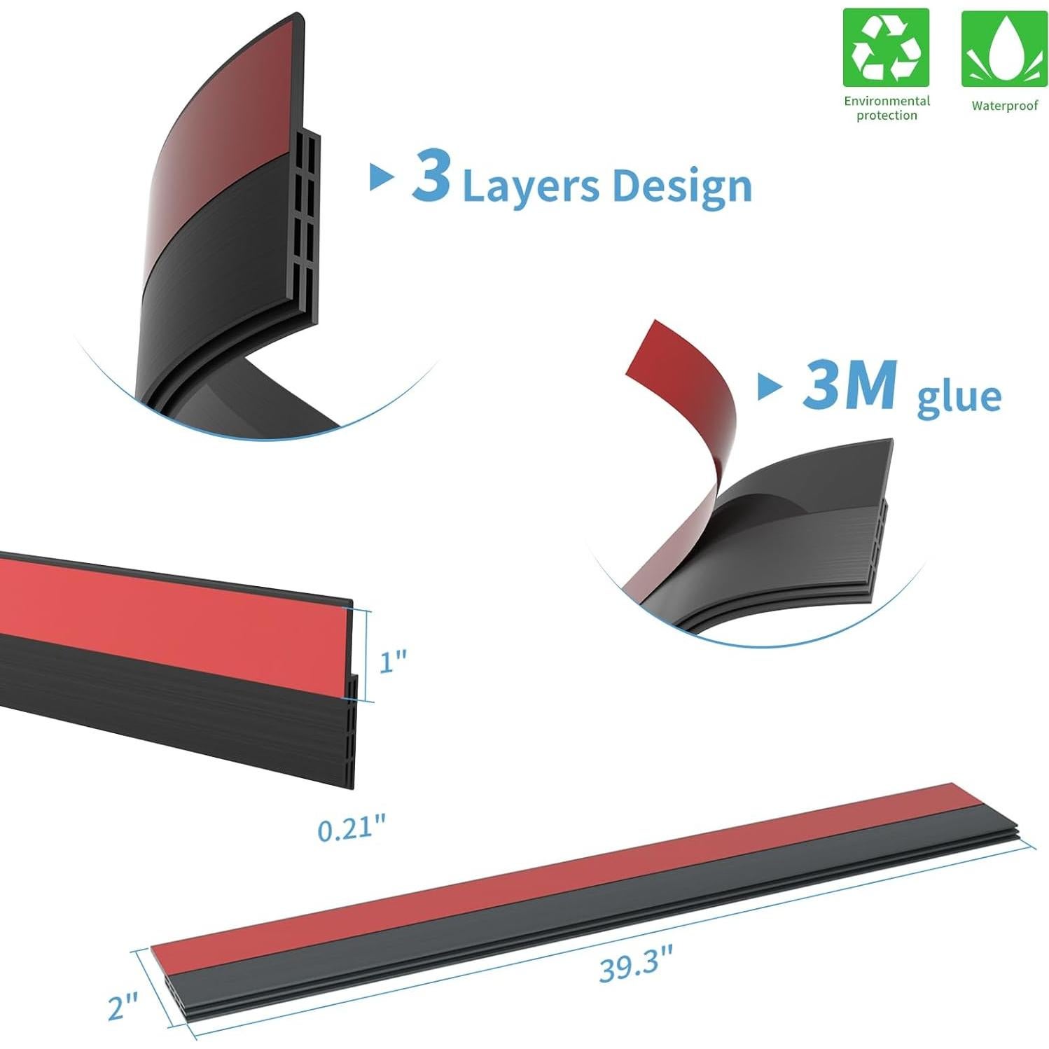 Paquete de 2 Tapas para Puertas Hojoy, Aislantes de Sonido 5.08 cm x 99.06 cm