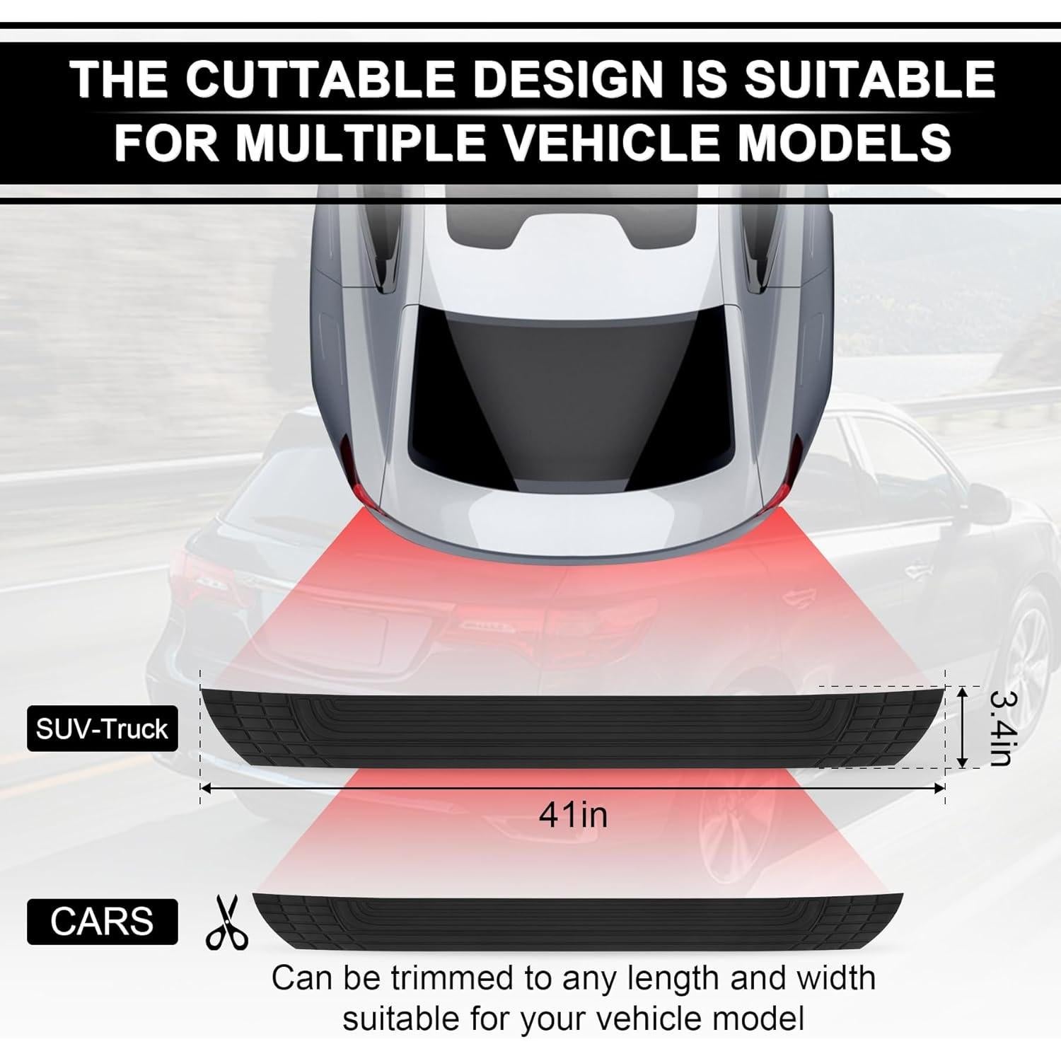 Protector Parachoques Trasero SINGARO 110x8.9cm Antirayaduras