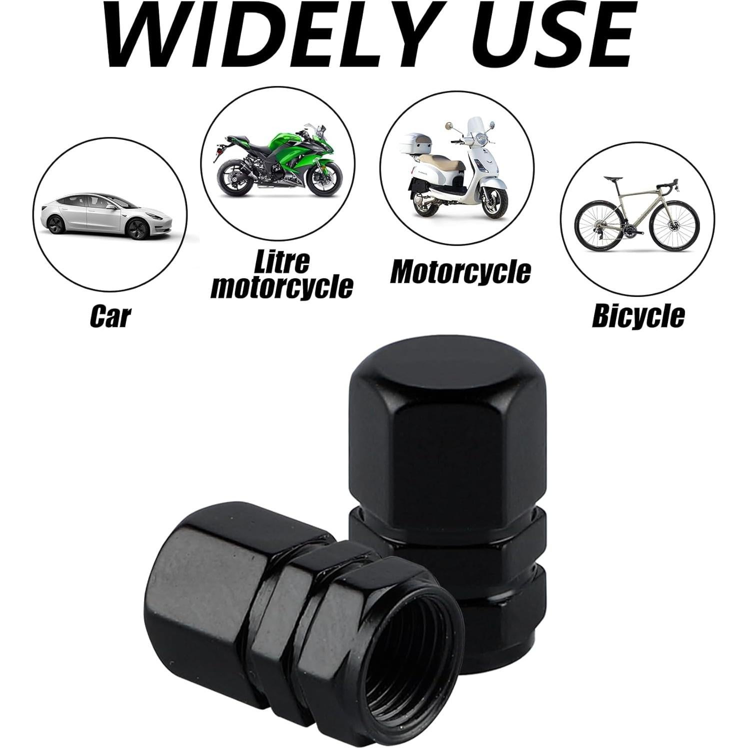 Tapas de Válvula de Neumático Aluminio Alpmosn 4 Piezas Negras