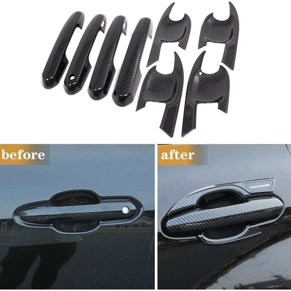Cubierta de Manija de Puerta LEXLEY 8Pcs Fibra de Carbono Toyota Highlander 2020-2025