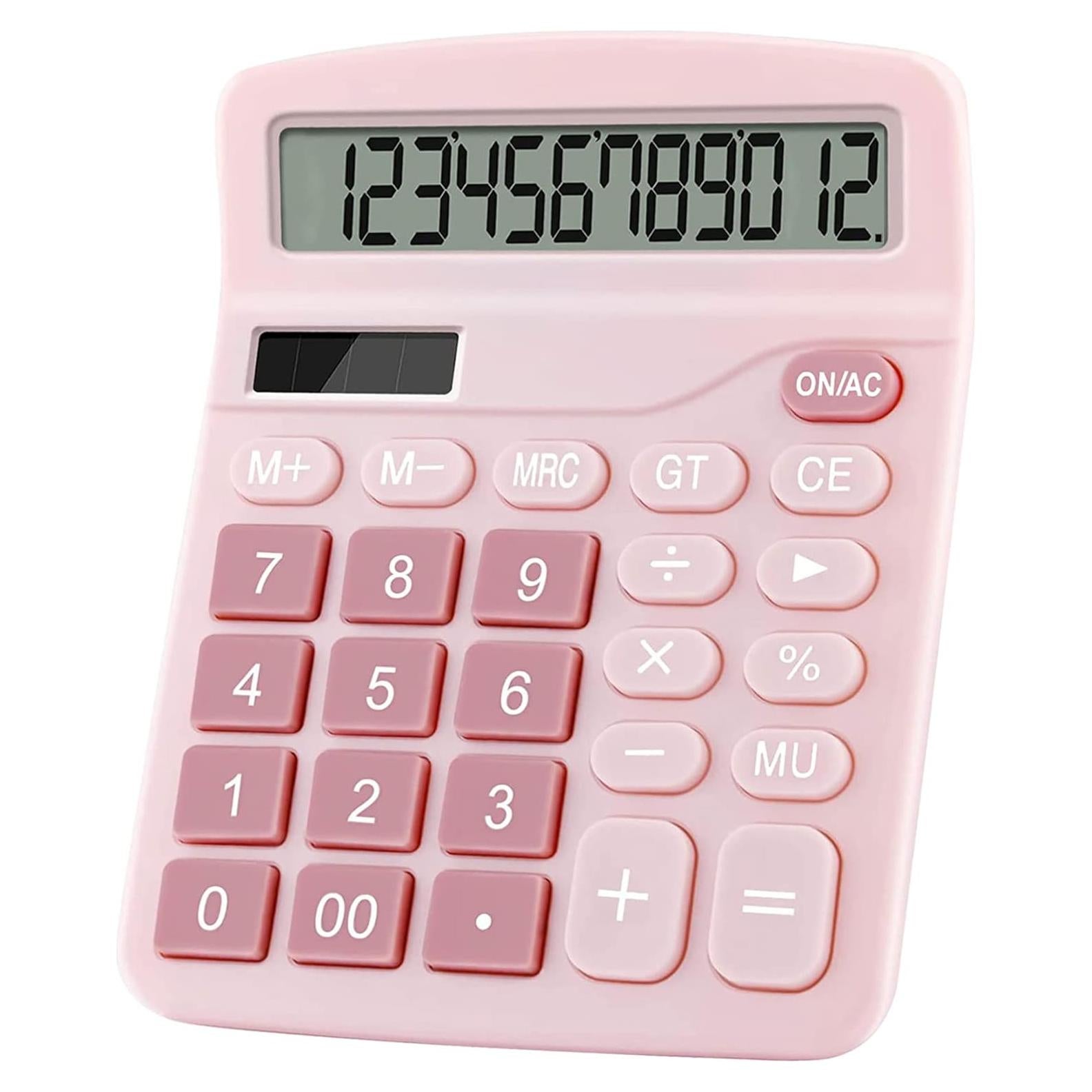 Calculadora de Oficina Podokas 12 Dígitos Rosa LCD Grande