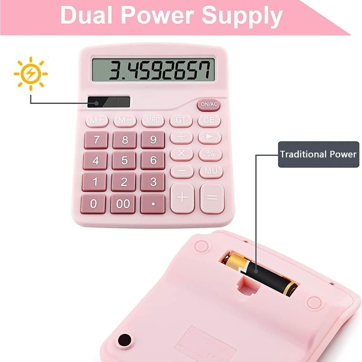 Calculadora de Oficina Podokas 12 Dígitos Rosa LCD Grande