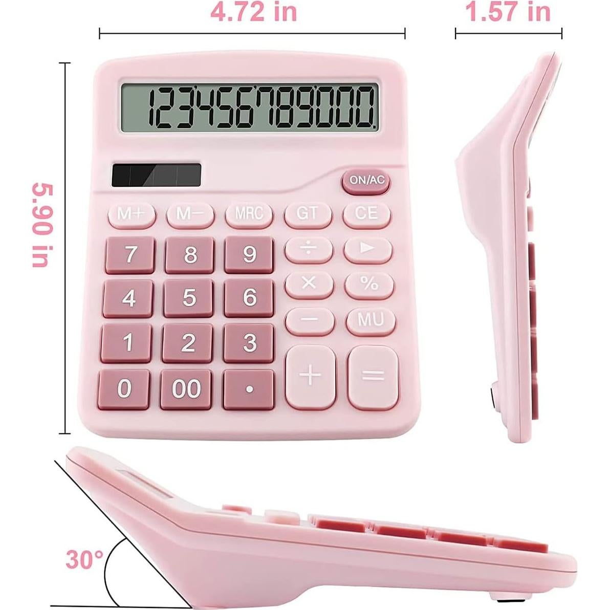 Calculadora de Oficina Podokas 12 Dígitos Rosa LCD Grande