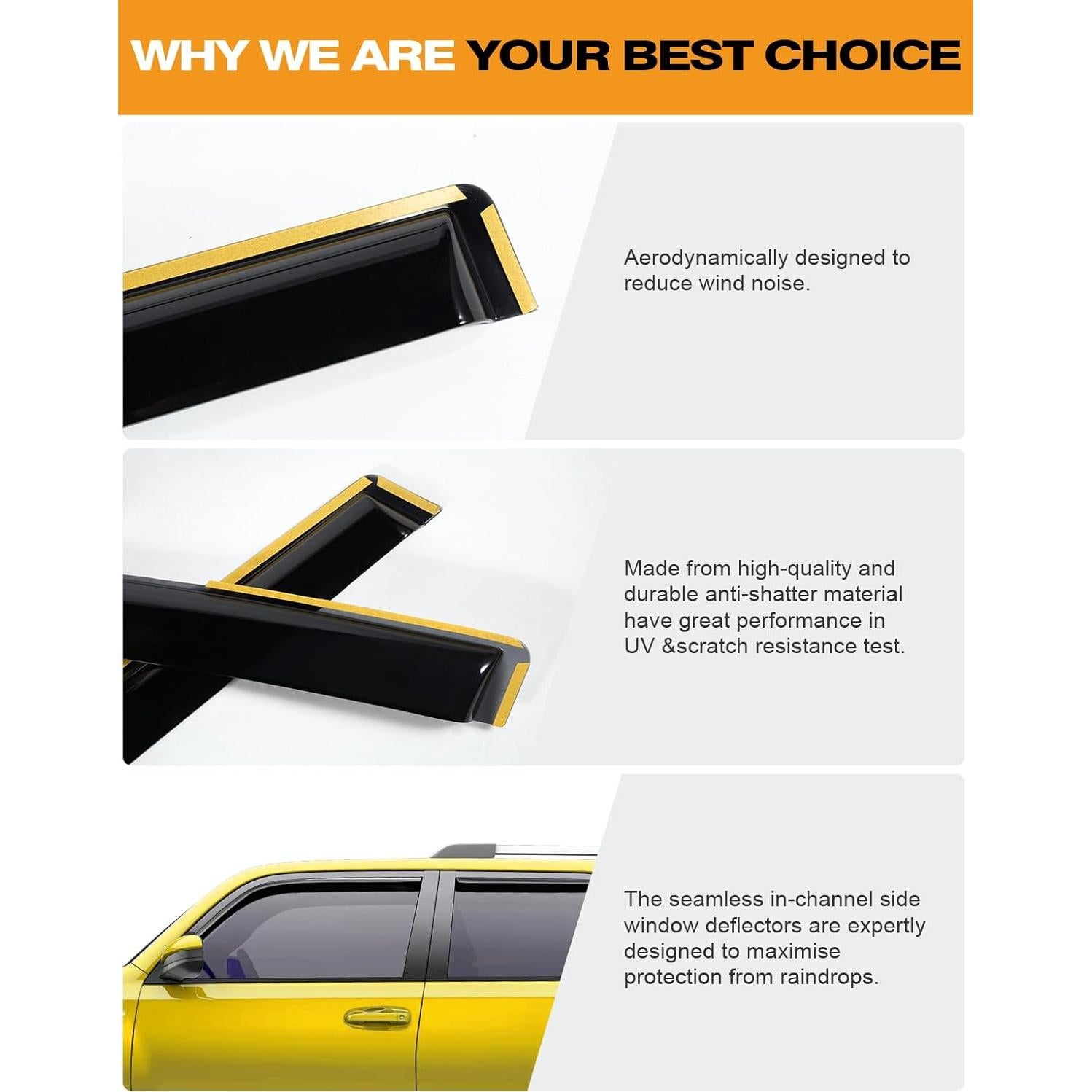 Deflectores de Lluvia Deejecsun para Toyota 4Runner 2010-2024