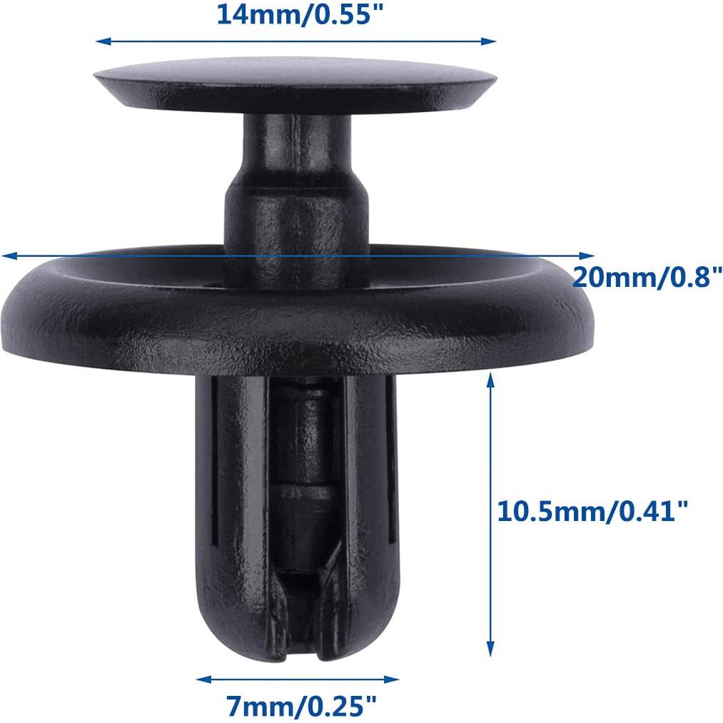 100 Clips de Retención Nylon Negro para Toyota Lexus 90467-07201