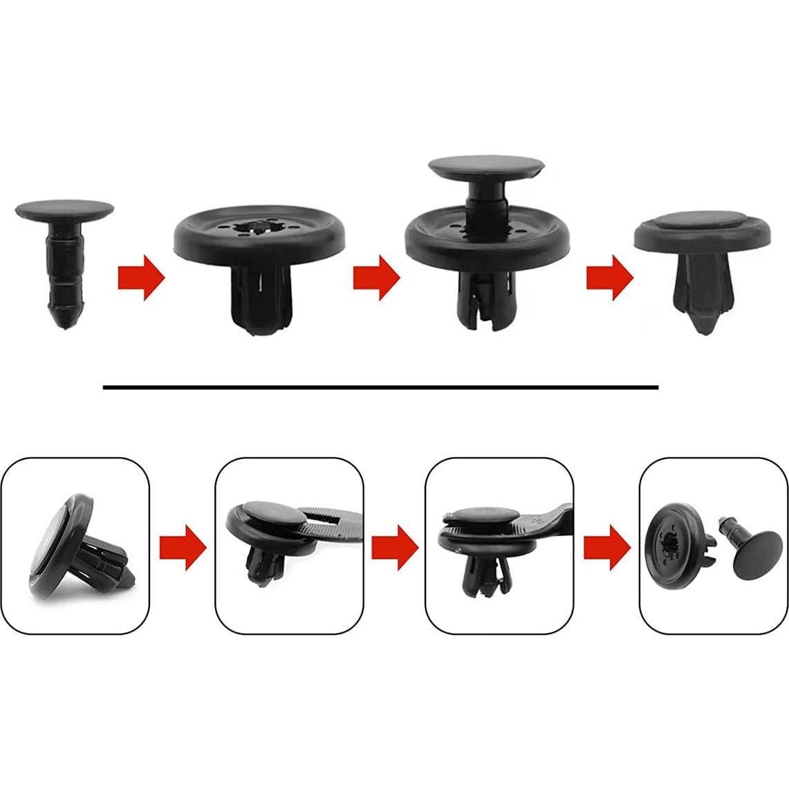 100 Clips de Retención Nylon Negro para Toyota Lexus 90467-07201