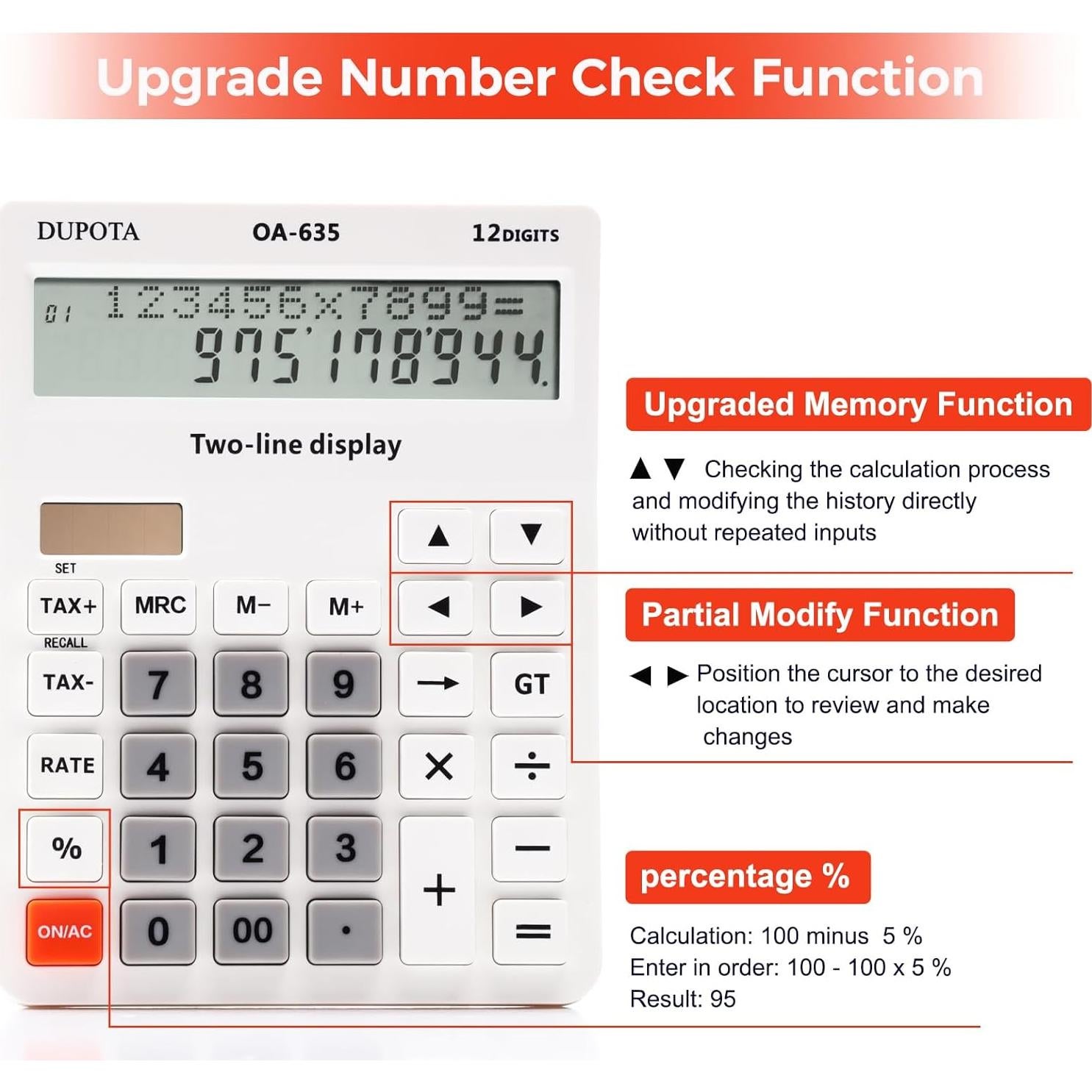 Calculadora de Escritorio DUPOTA OA-635 12 Dígitos LCD Solar