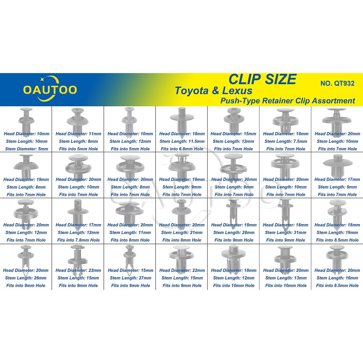 280 Clips de Sujetador OAUTOO para Toyota y Lexus