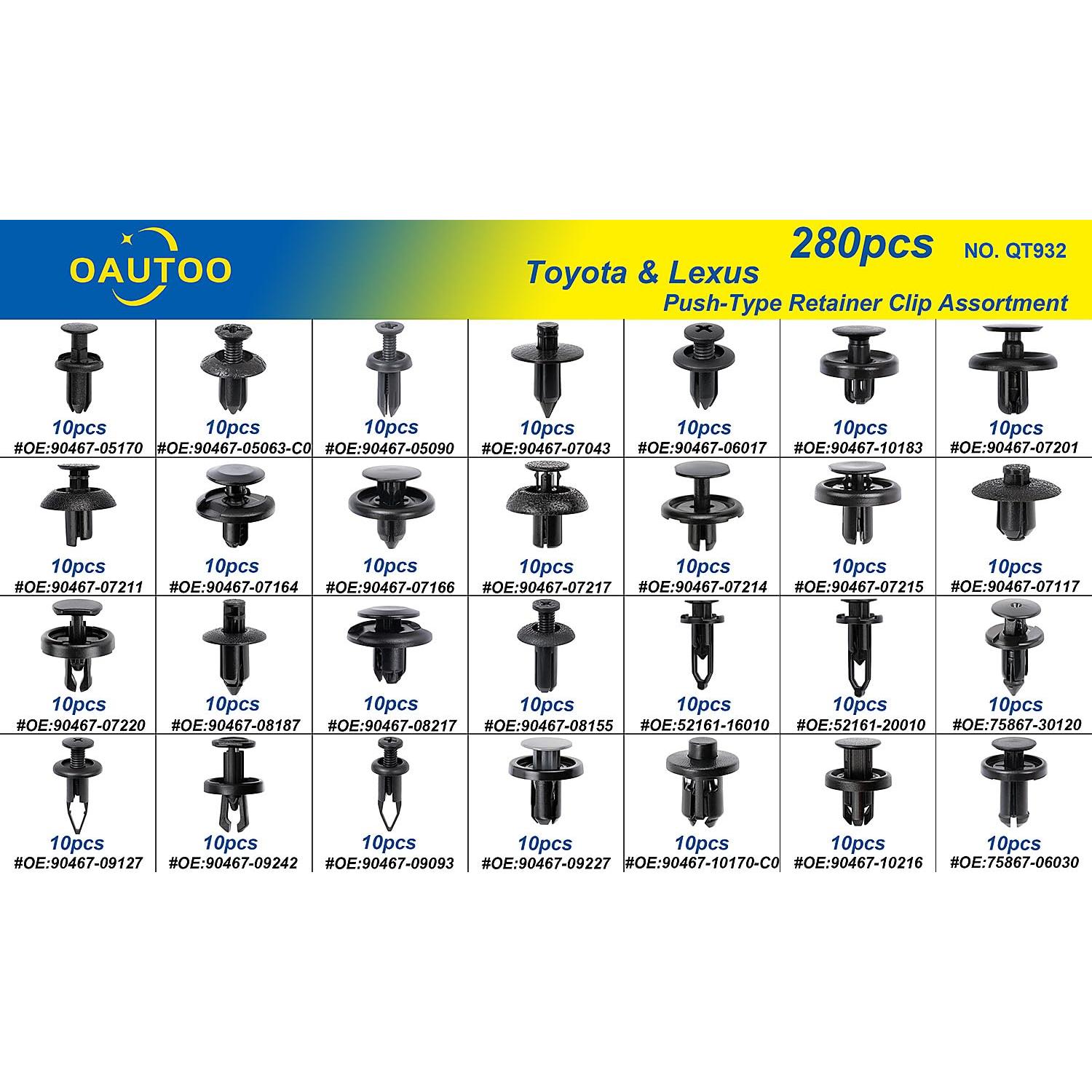 280 Clips de Sujetador OAUTOO para Toyota y Lexus