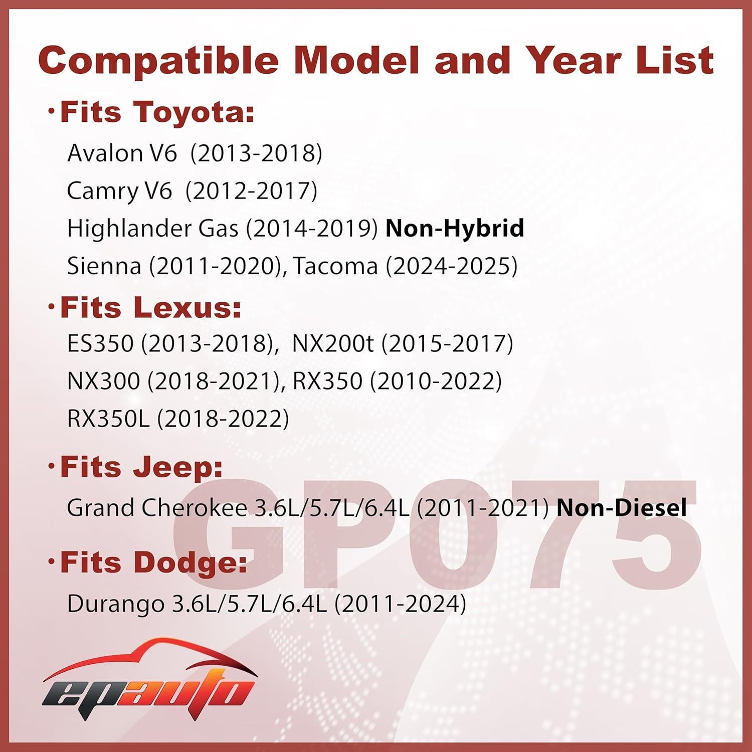 Filtro de Aire EPAuto GP075 para Toyota Lexus Jeep Dodge