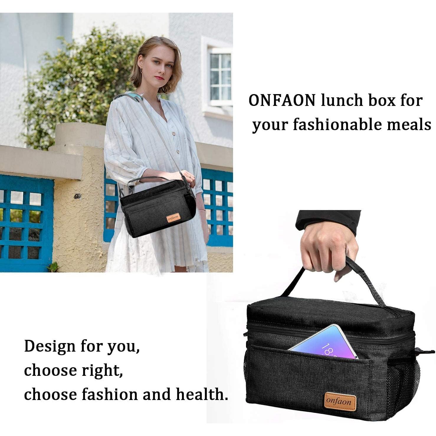 Bolsa Térmica Reutilizable ONFAON 7.5L Negra para Almuerzo