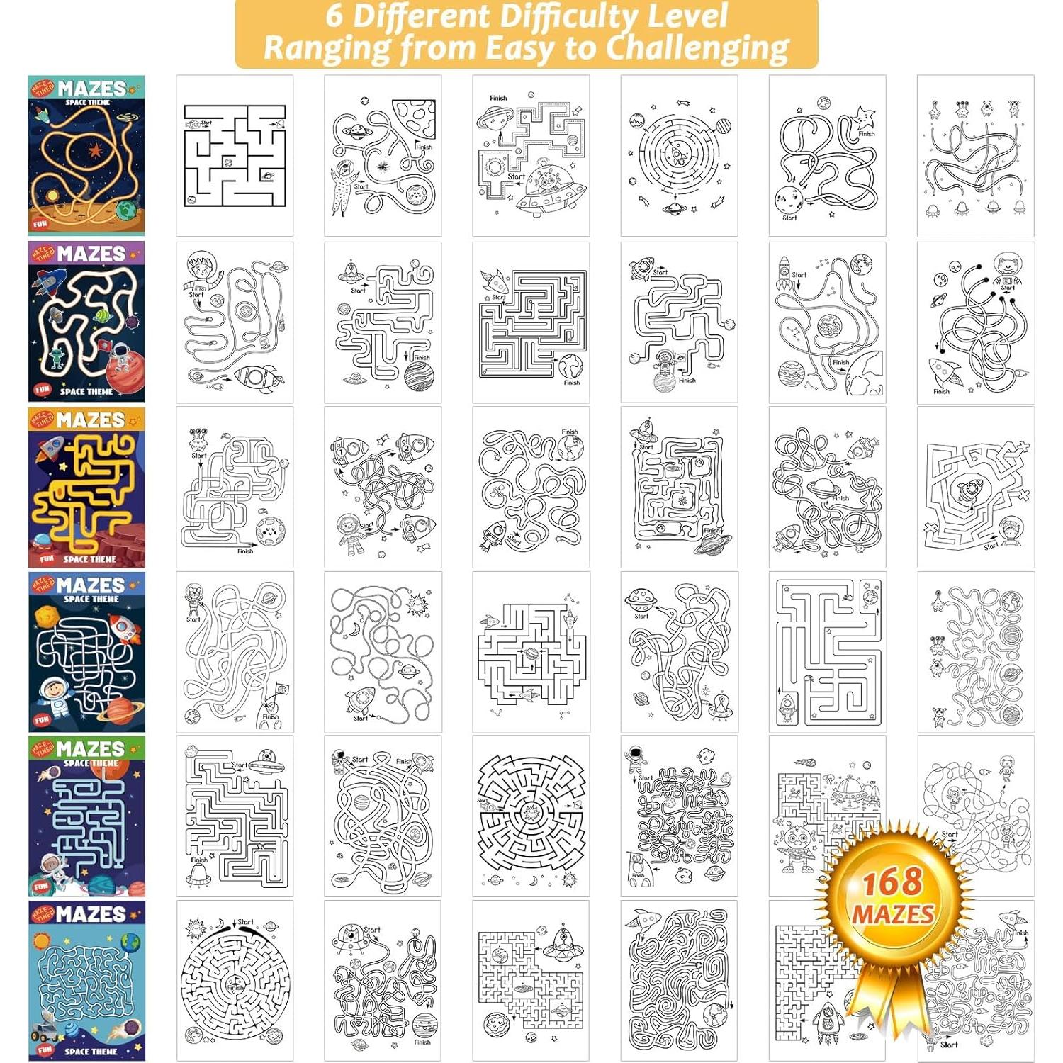 Set de 6 Libros de Laberintos Espaciales para Niños