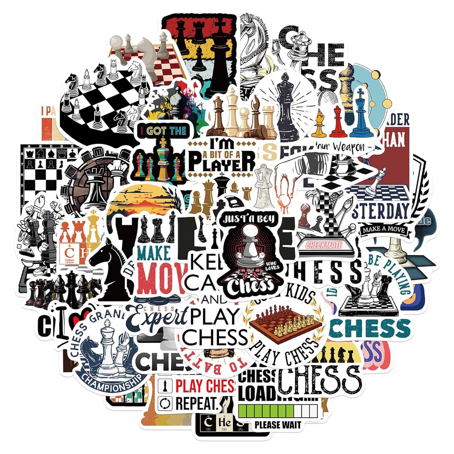 50 Stickers de Ajedrez SVGDHZK para Laptop y Decoración