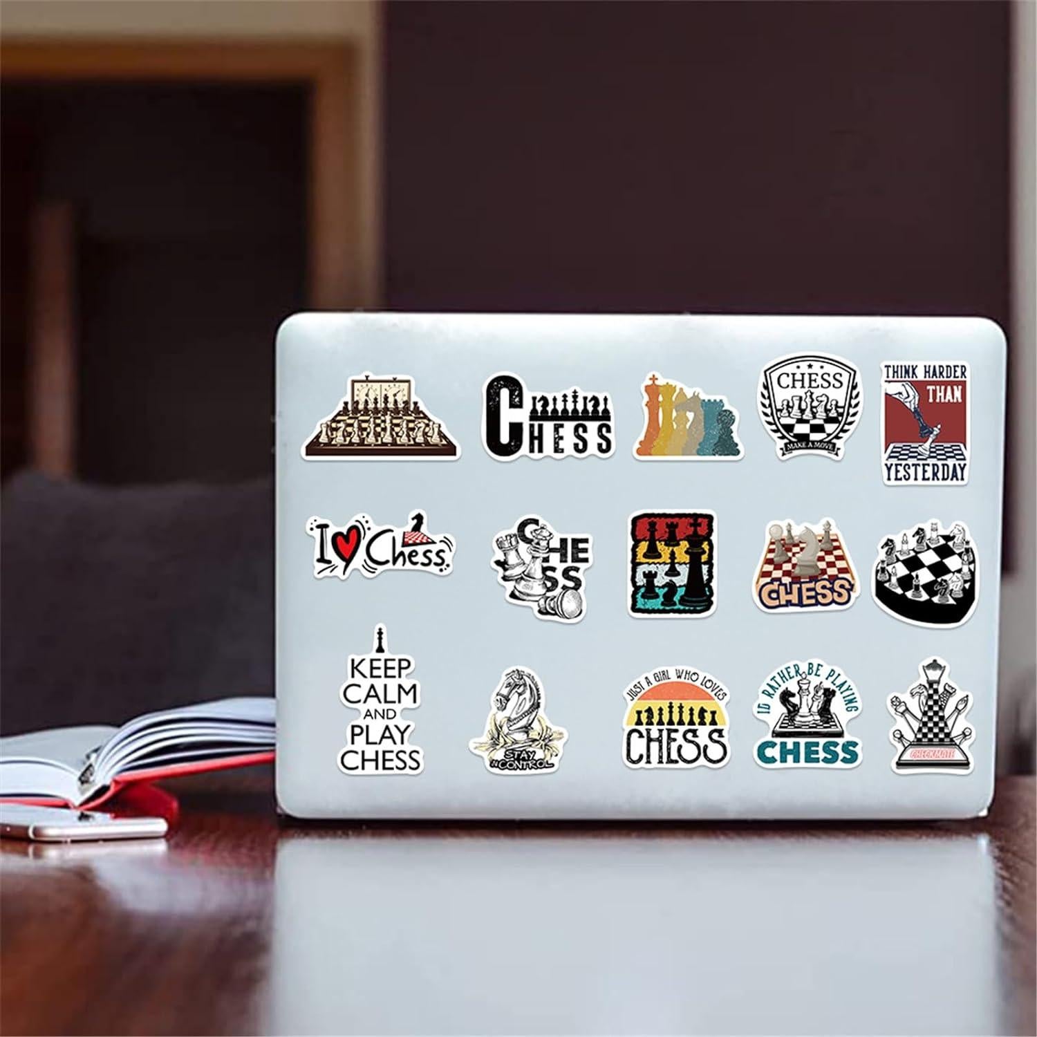 50 Stickers de Ajedrez SVGDHZK para Laptop y Decoración