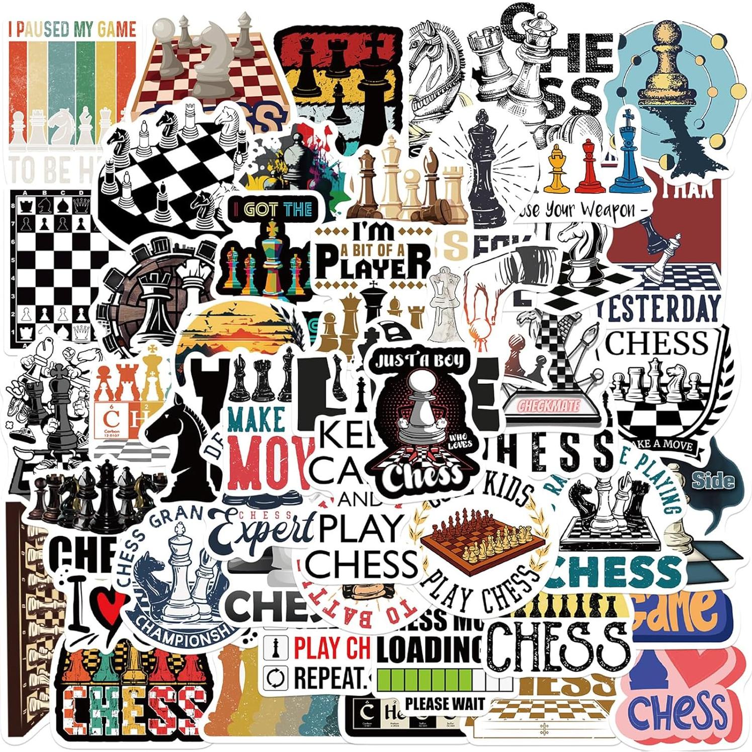 50 Stickers de Ajedrez SVGDHZK para Laptop y Decoración